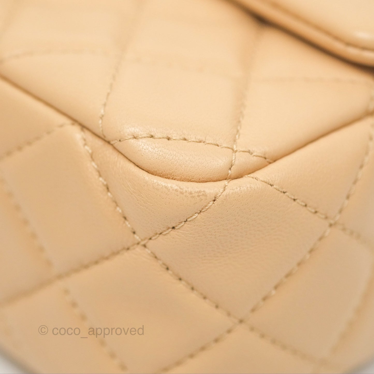 Chanel Pearl Crush Mini Rectangular Beige Lambskin Aged Gold Hardware
