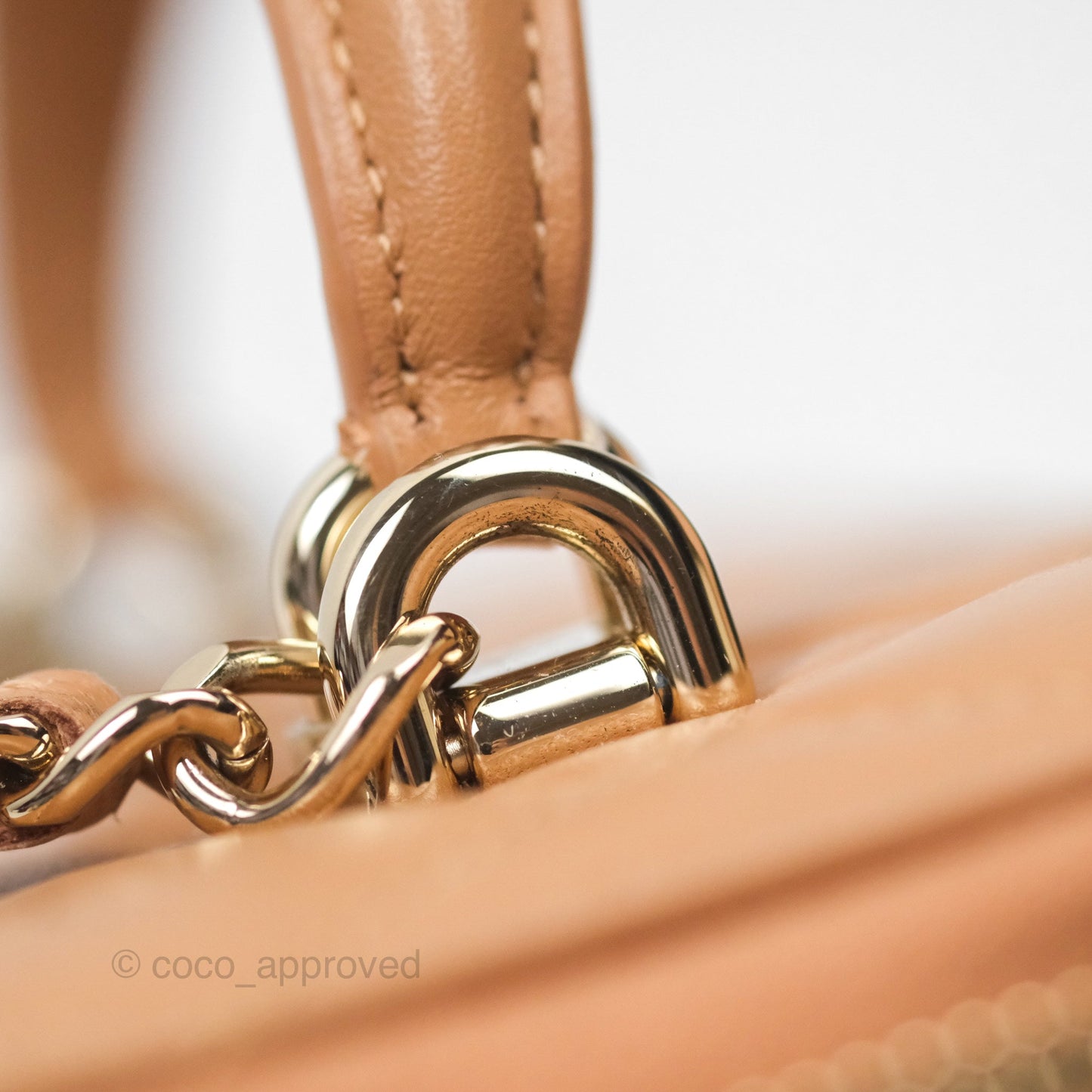 Chanel Vanity Rectangular Top Handle Beige Lambskin Gold Hardware