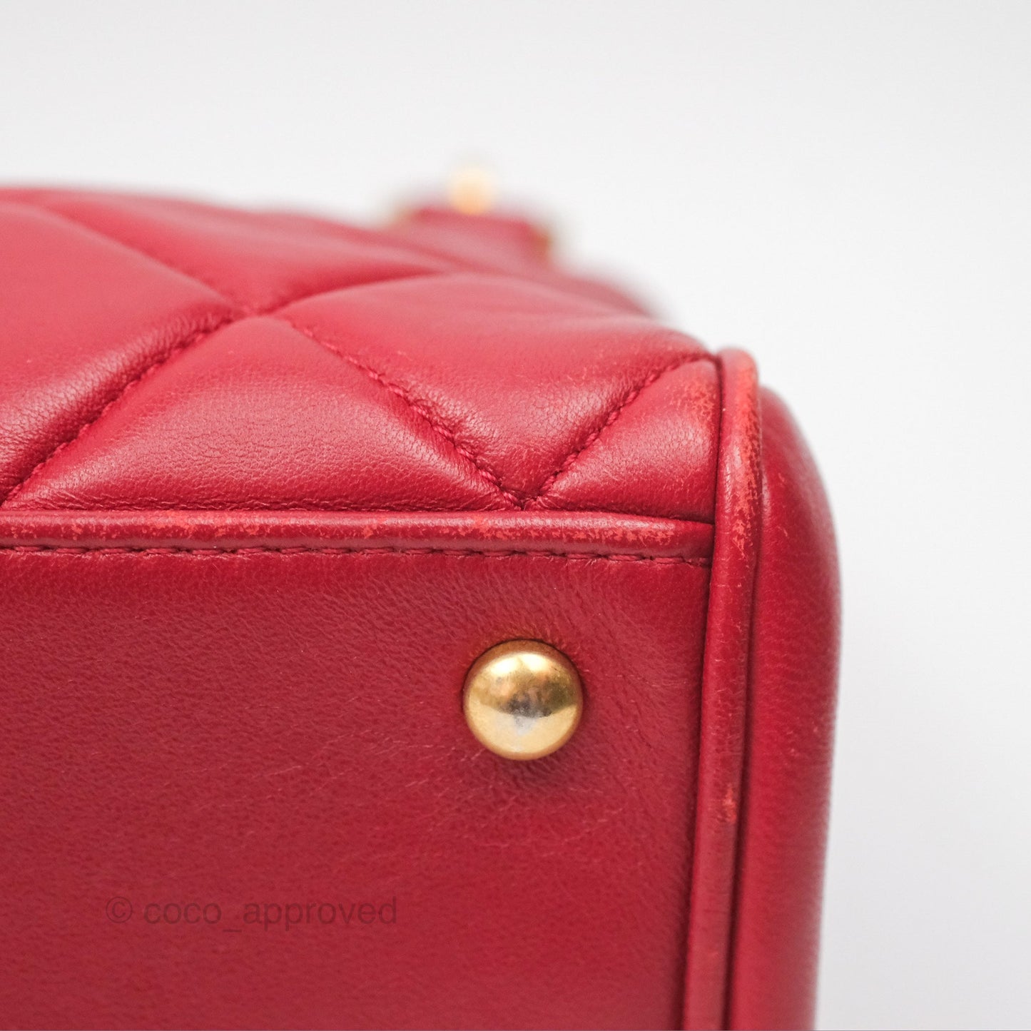 Chanel Tote Bag Red Lambskin Aged Gold Hardware