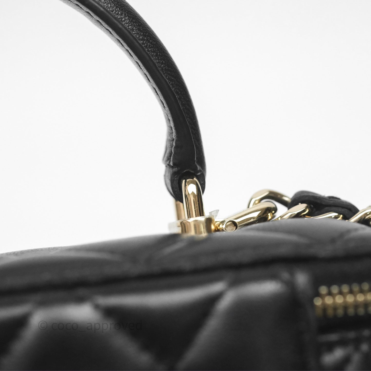 Chanel Classic Vanity Rectangular Top Handle With Chain Black Lambskin Gold Hardware