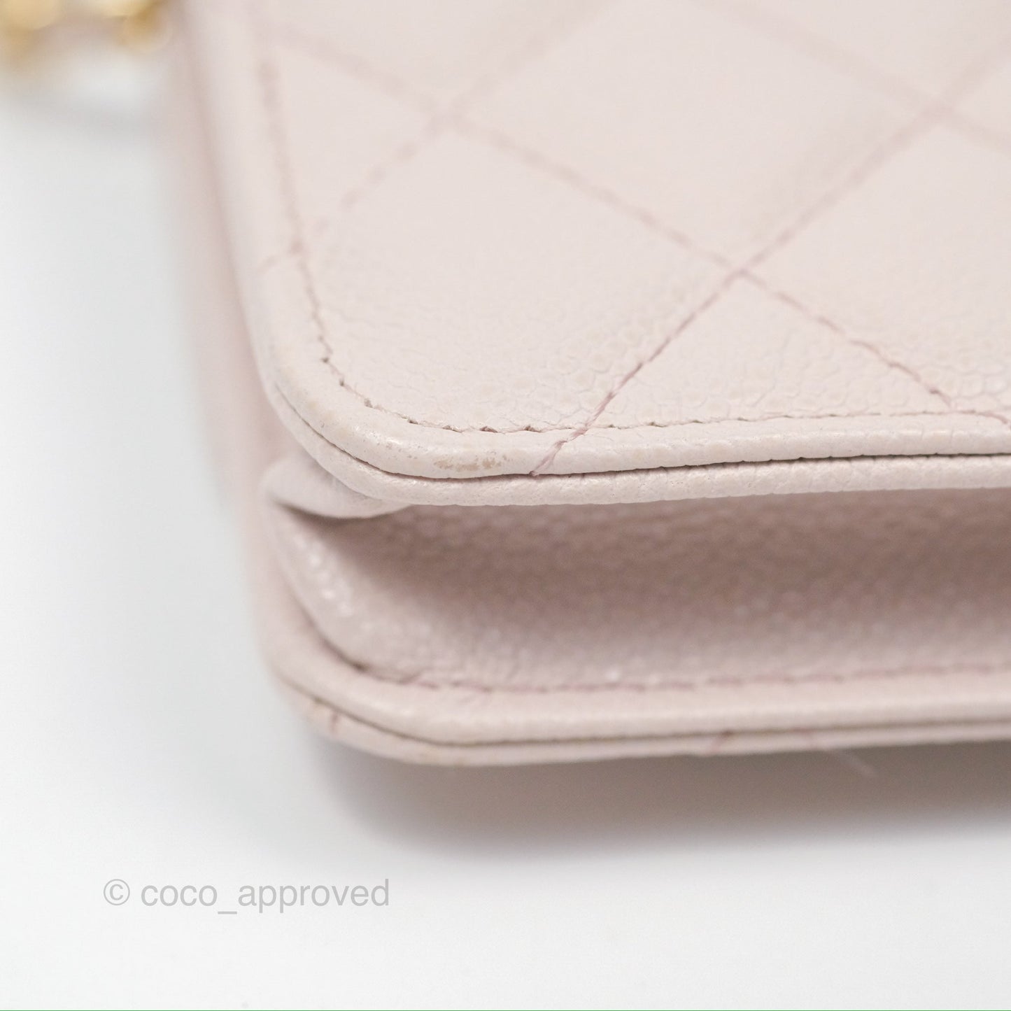 Chanel Miss Coco Clutch With Chain Quilted Lilac Pink Caviar Gold Hardware