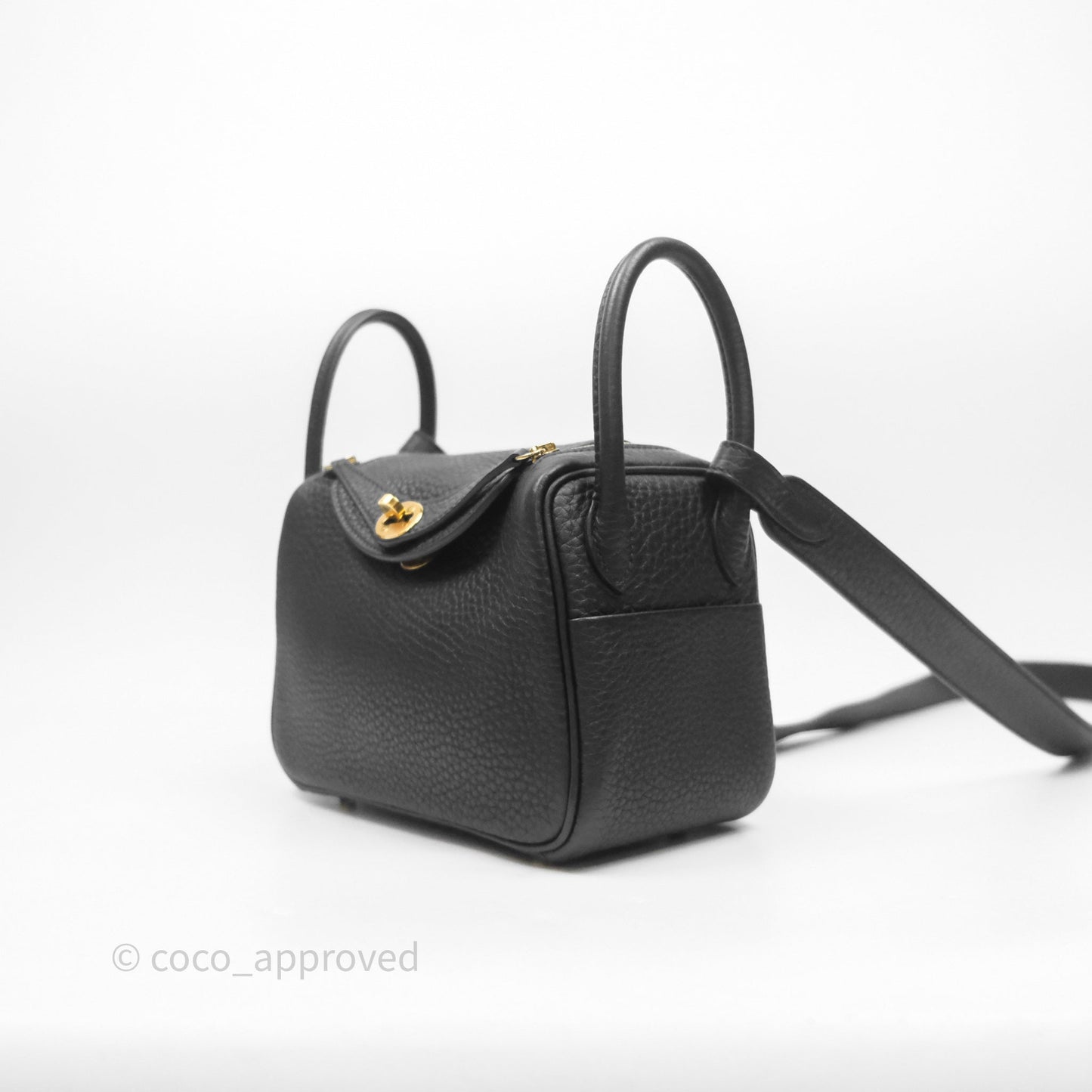 Hermès Mini Lindy 20 Noir 89 Clemence Gold Hardware