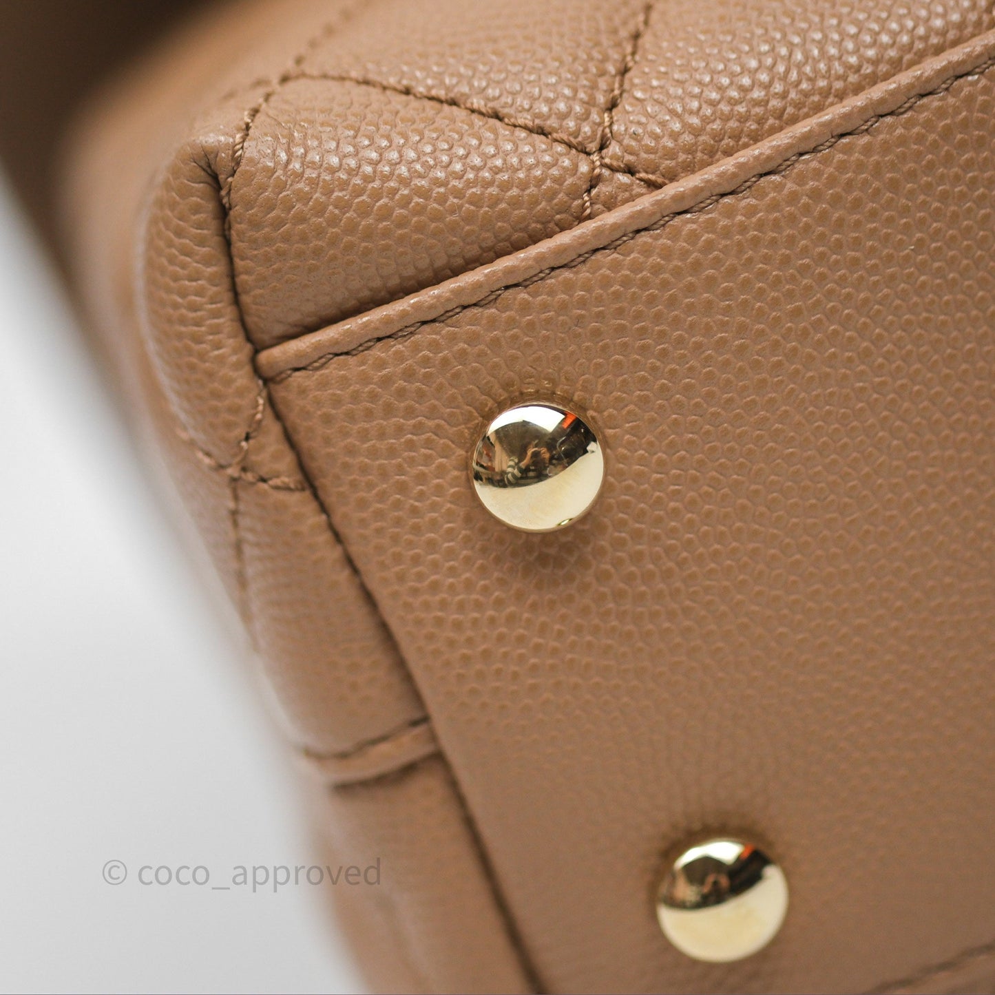 Chanel Small Coco Handle Quilted Dark Beige Caviar Gold Hardware