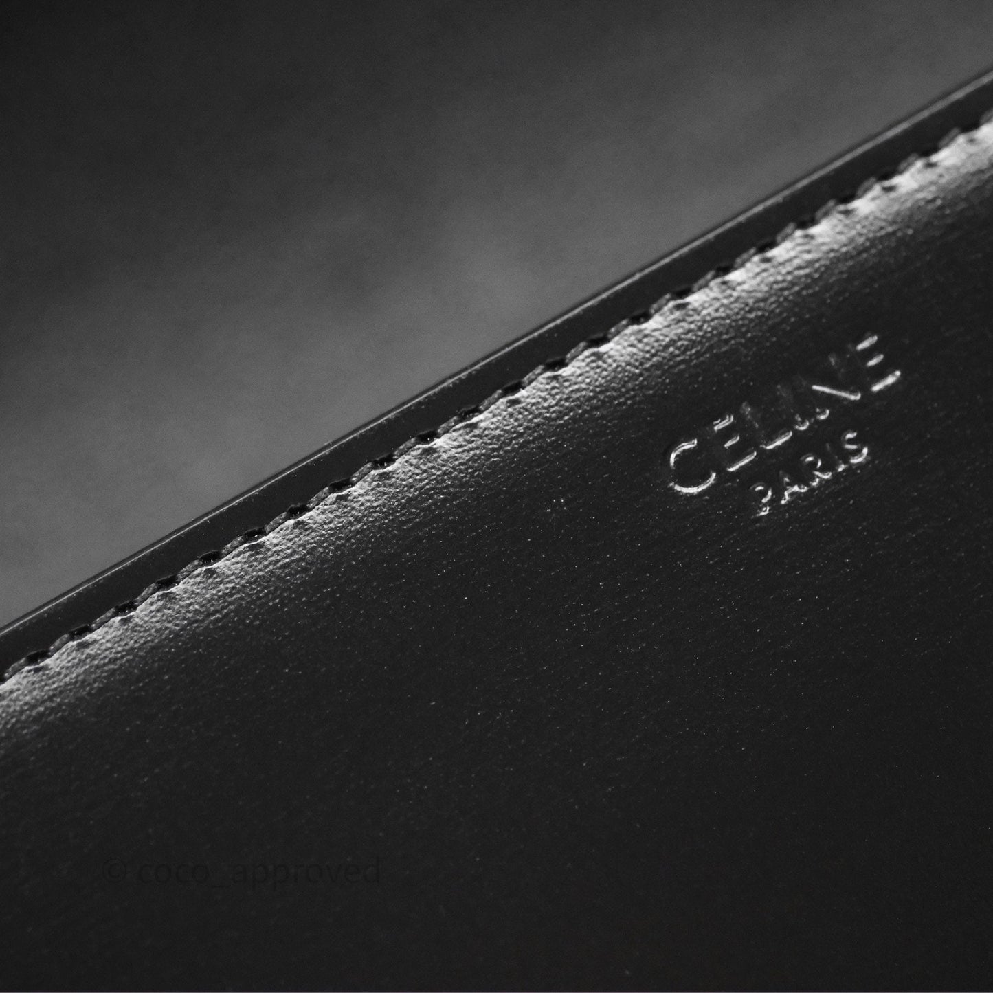 Celine Triomphe Chain Shoulder Bag So Black Shiny Calfskin