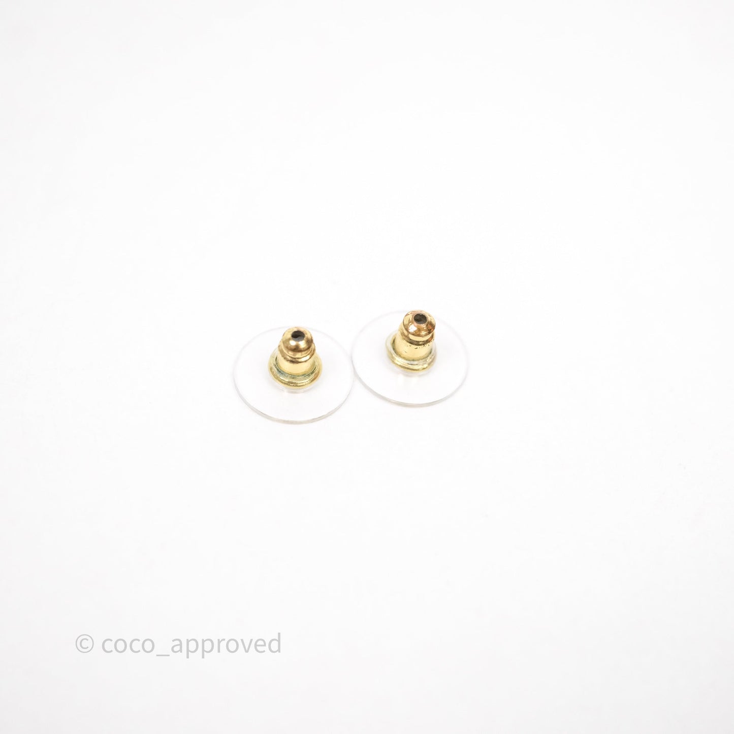 Chanel Crystal CC Resin Black Earrings Gold Tone 24C