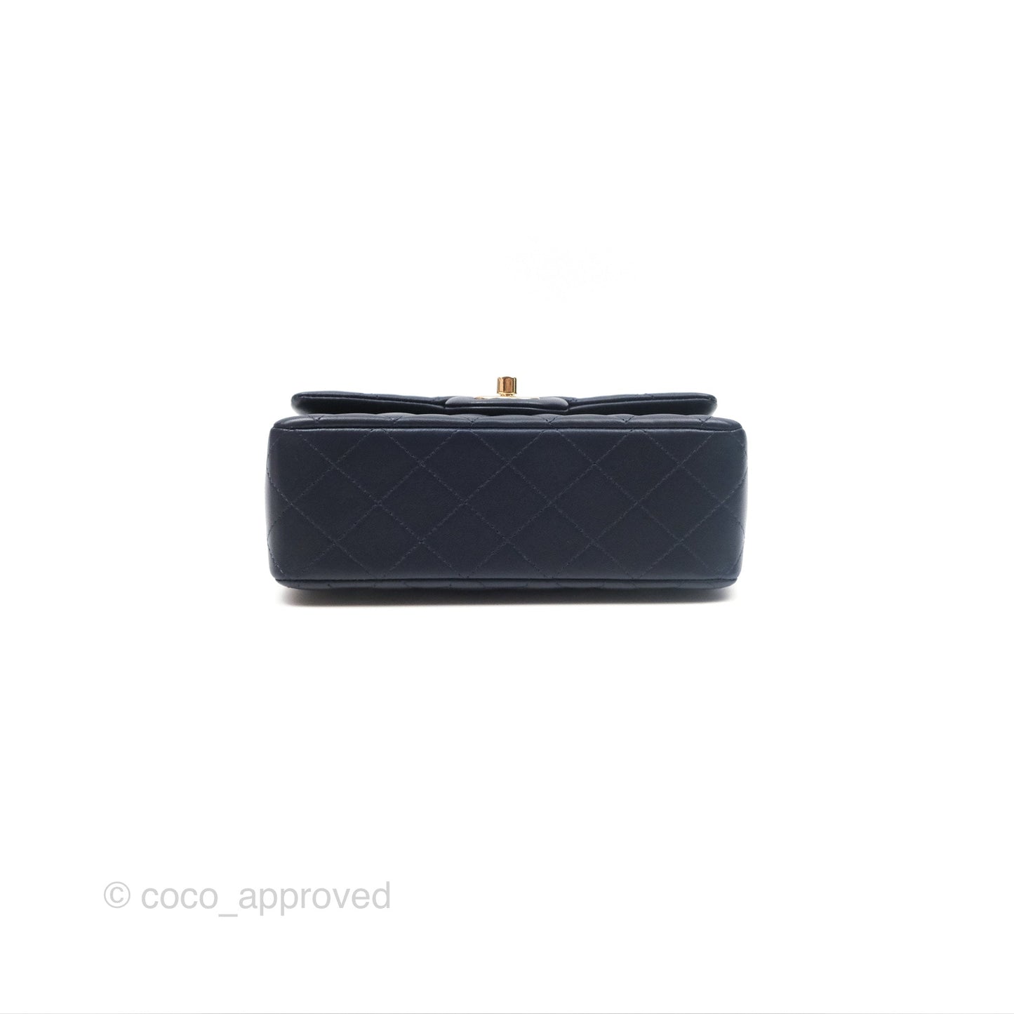 Chanel Top Handle Mini Rectangular Flap Bag Navy Lambskin Gold Hardware