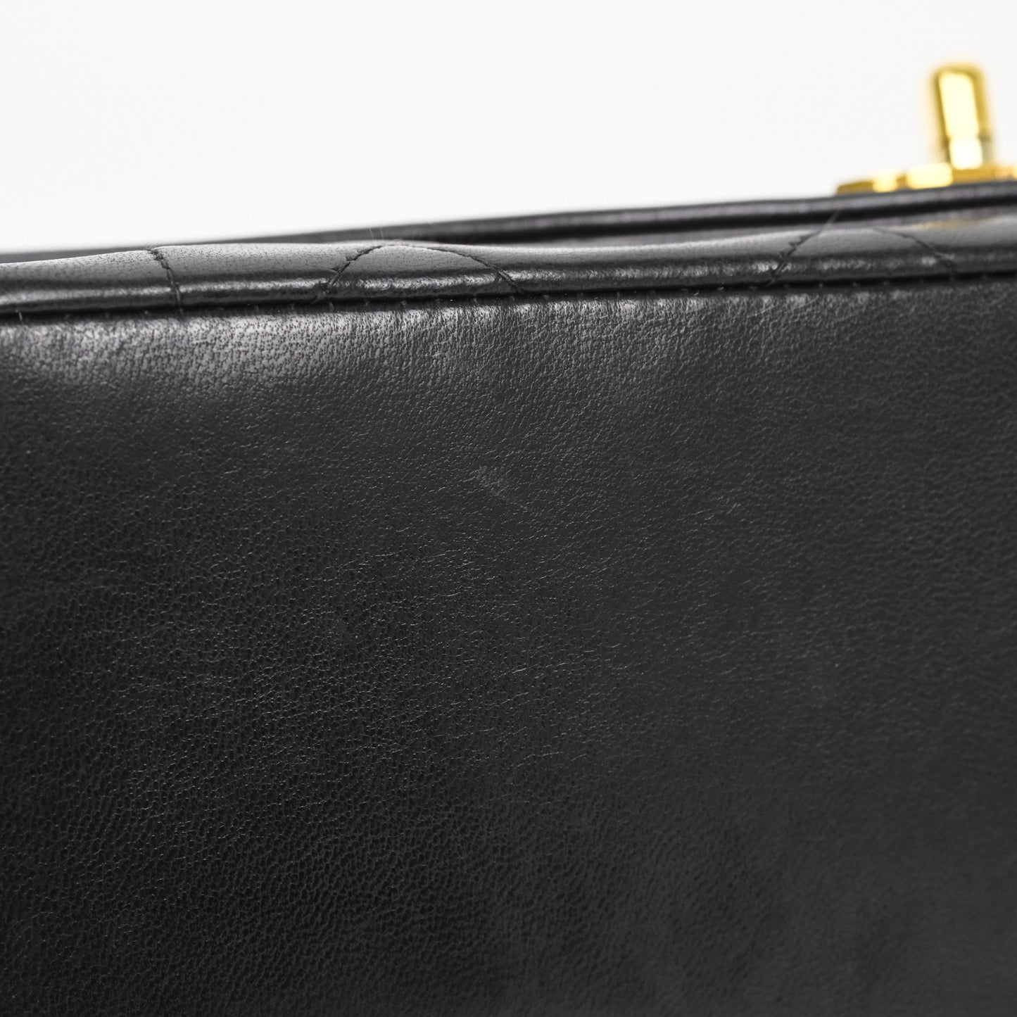 Chanel Vintage Small Classic Diana Quilted Black Lambskin 24K Gold Hardware