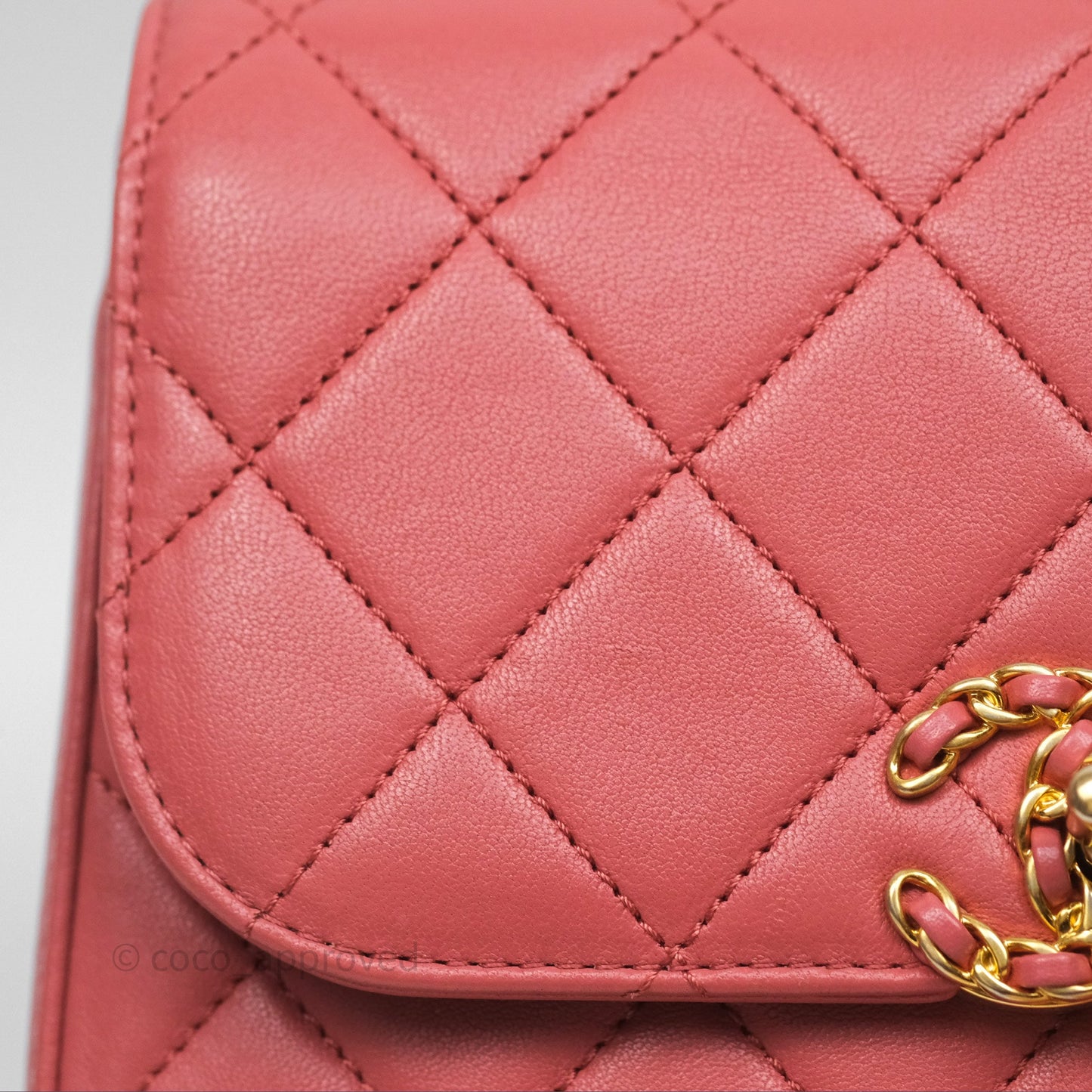 Chanel Quilted Small Chain Infinity Handle Bag Pink Lambskin Aged Gold Hardware