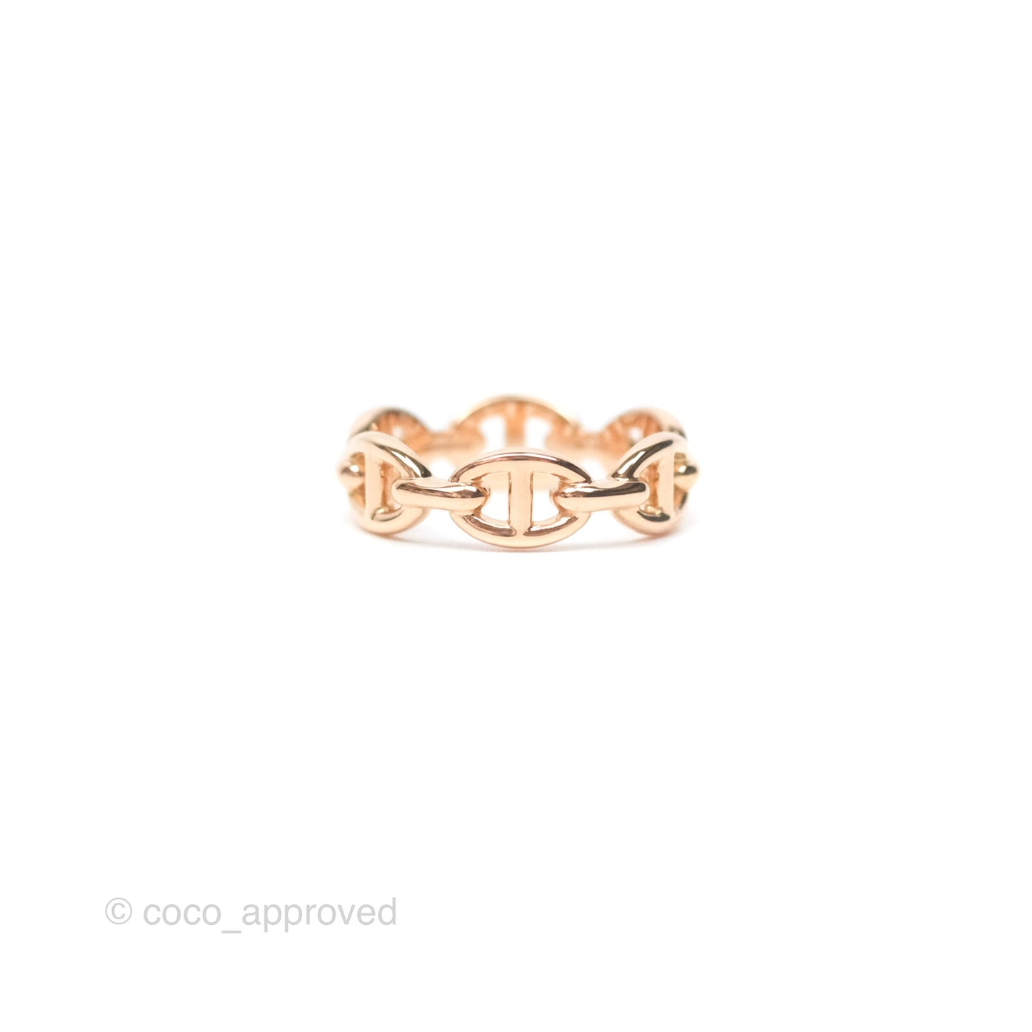 Hermès Chaine d'Ancre Enchainee Band Ring PM Rose Gold Size 51