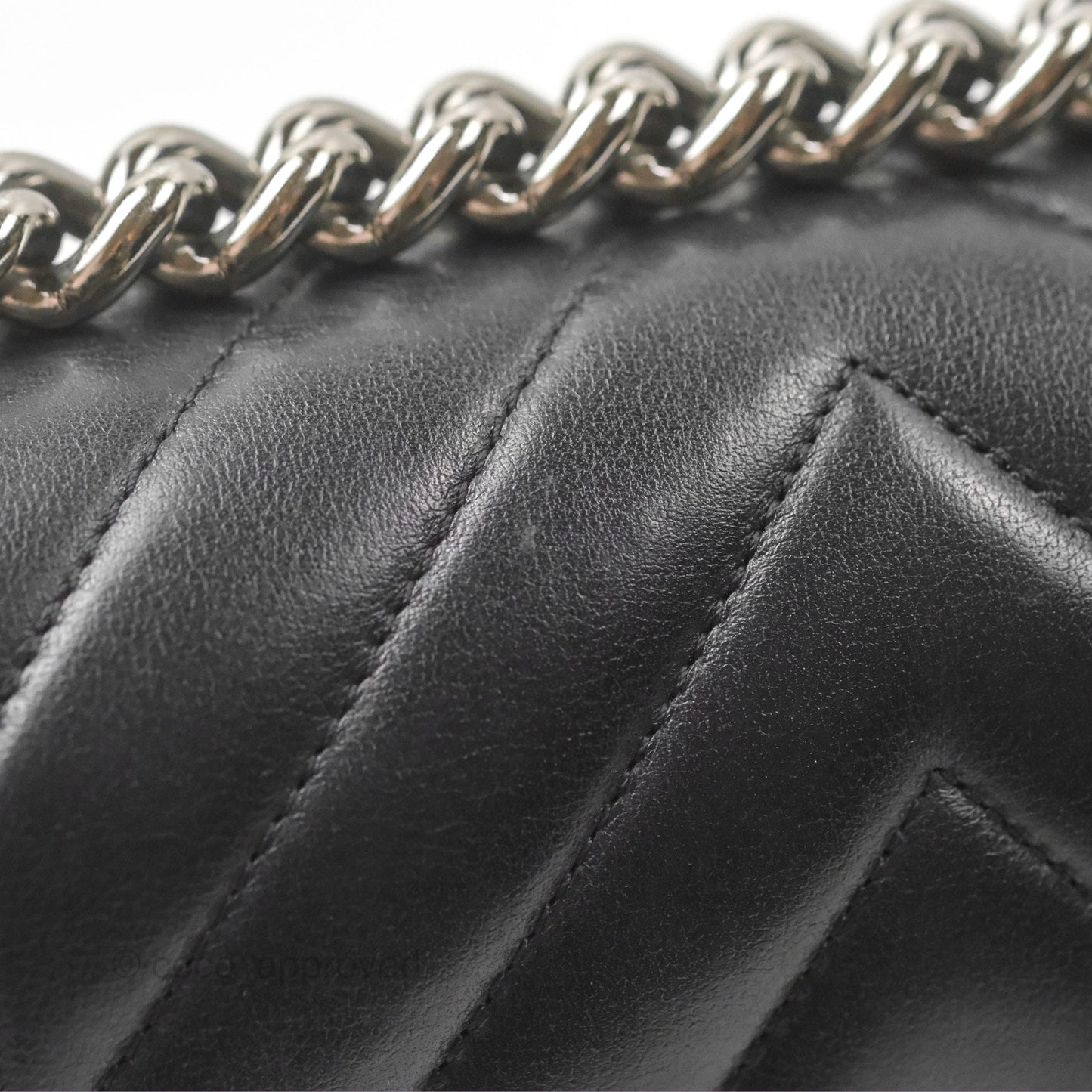 Chanel Small Chevron Boy Black Calfskin Silver Hardware