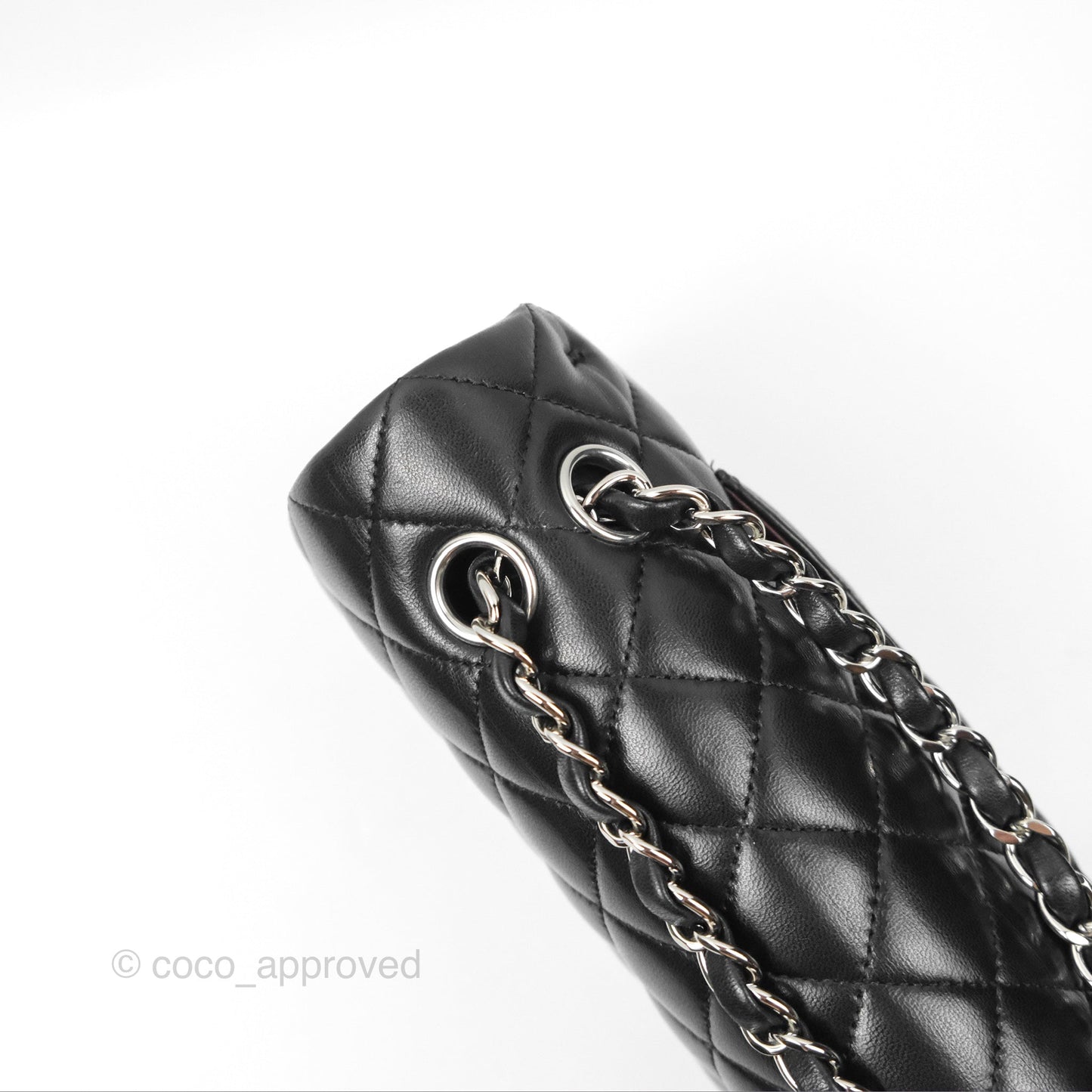 Chanel Classic M/L Medium Flap Quilted Black Lambskin Silver Hardware