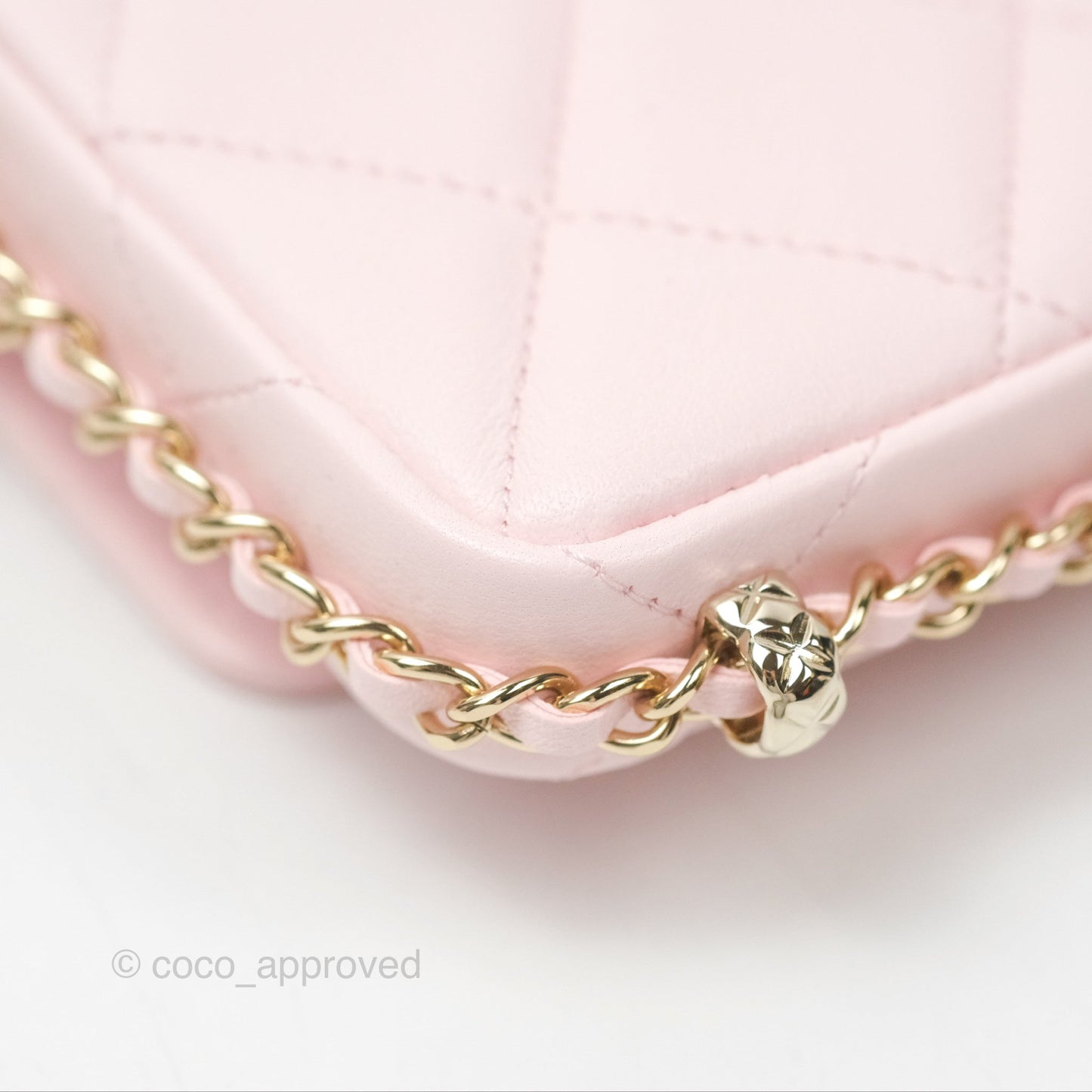 Chanel Mini Chain Around Clutch With Chain Pink Lambskin Gold Hardware