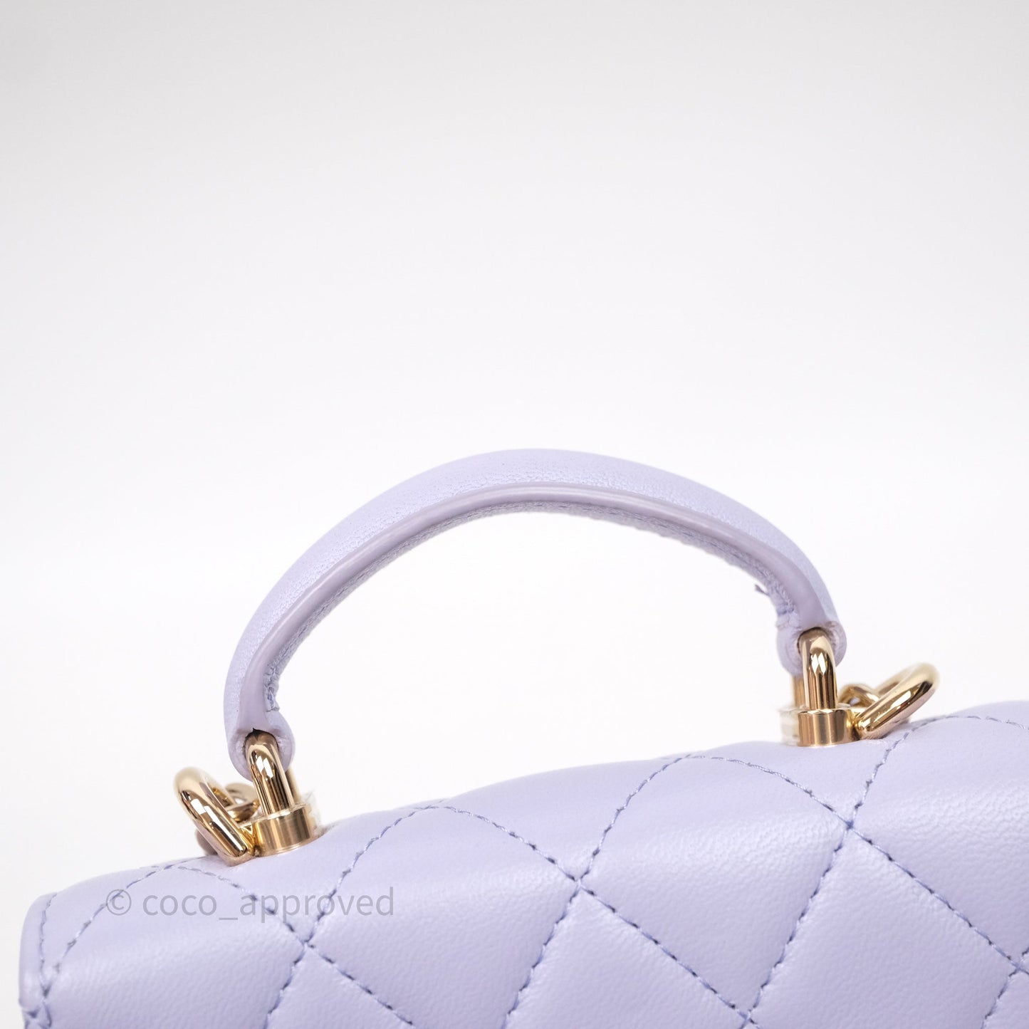 Chanel Mini Handle Flap Coin Purse With Chain Lilac Lambskin Gold Hardware