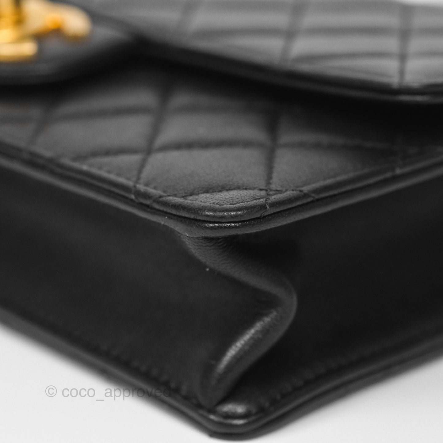 Chanel Small Chic Pearls Flap Quilted Black Goatskin Aged Gold Hardware