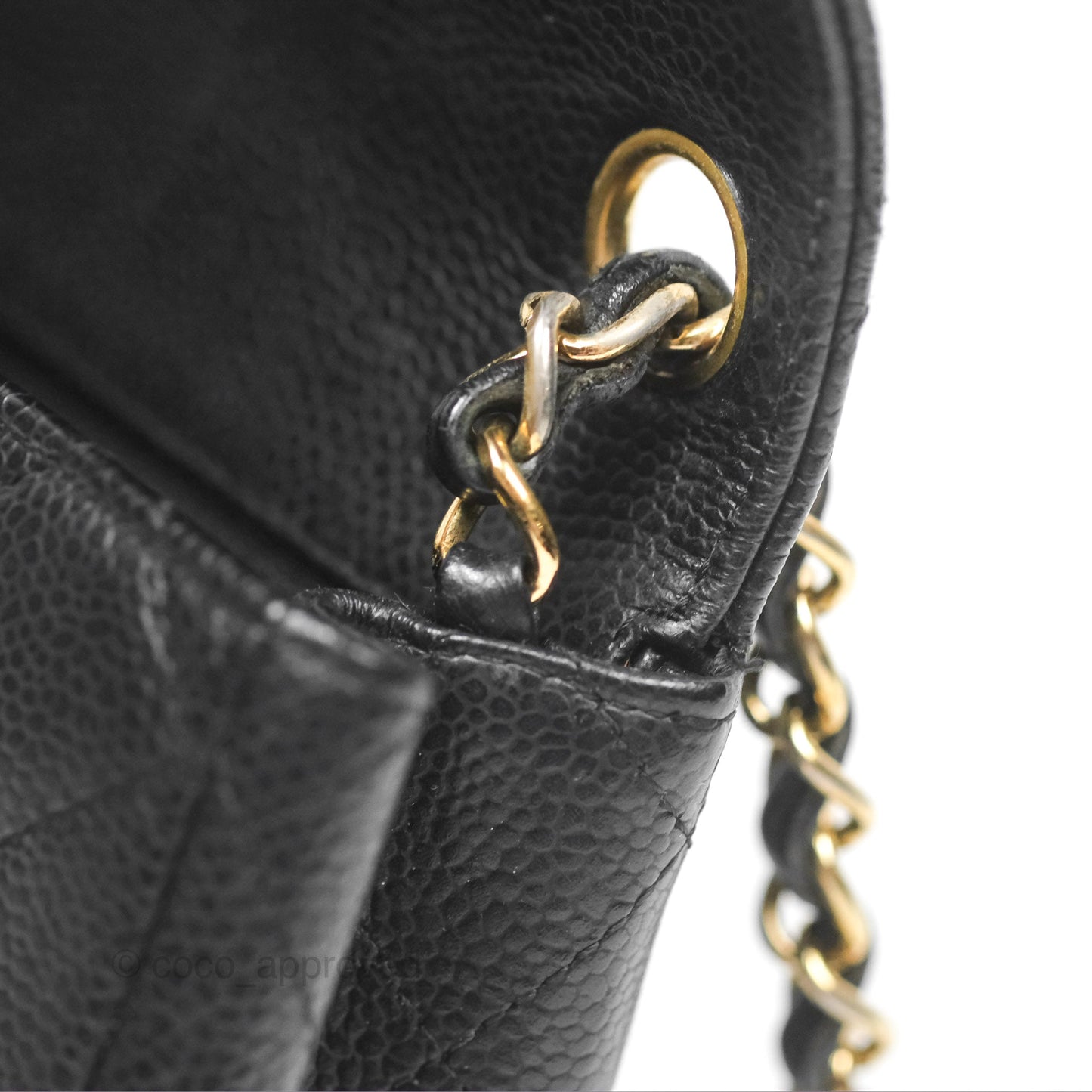 Chanel Vintage Mini Square Quilted Black Caviar Gold Hardware