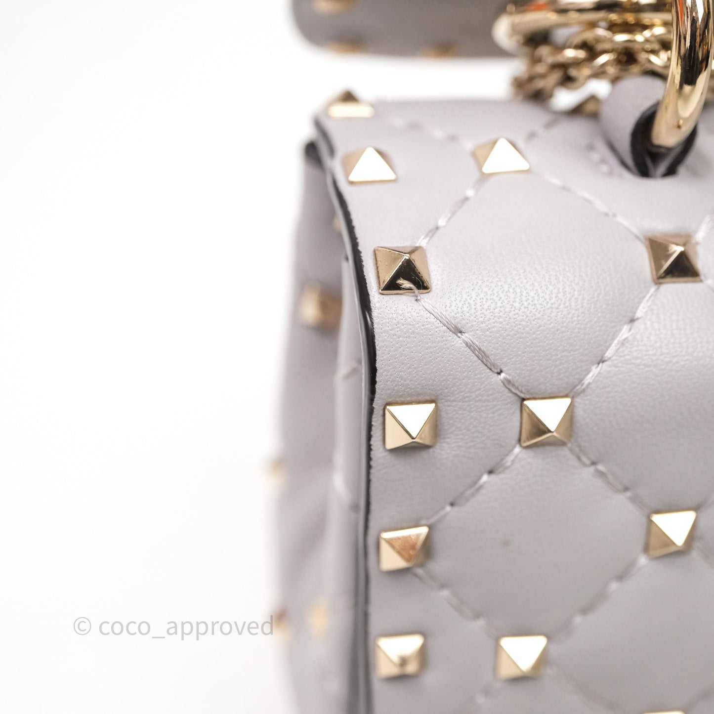Valentino Small Nappa Rockstud Spike Bag Grey Gold Hardware