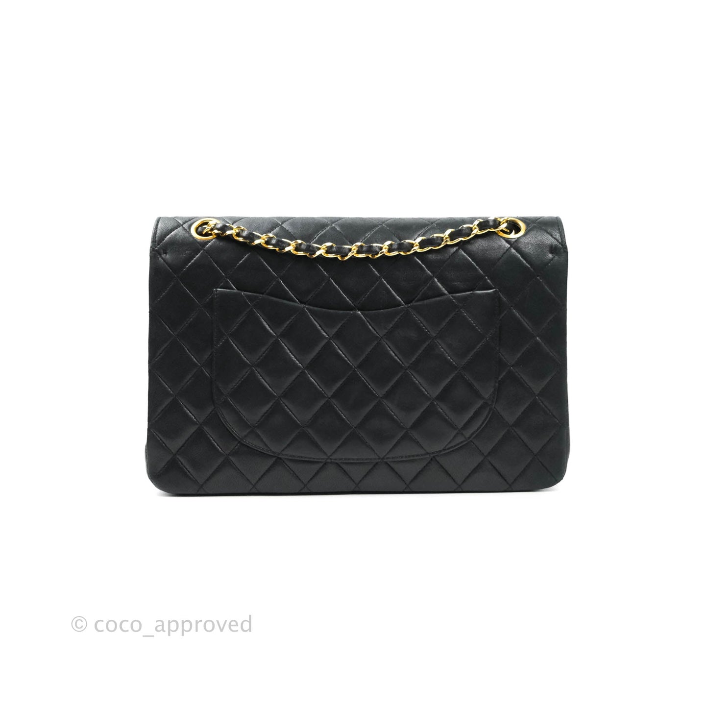 Chanel Vintage M/L Quilted Lambskin Medium Double Flap Bag Black