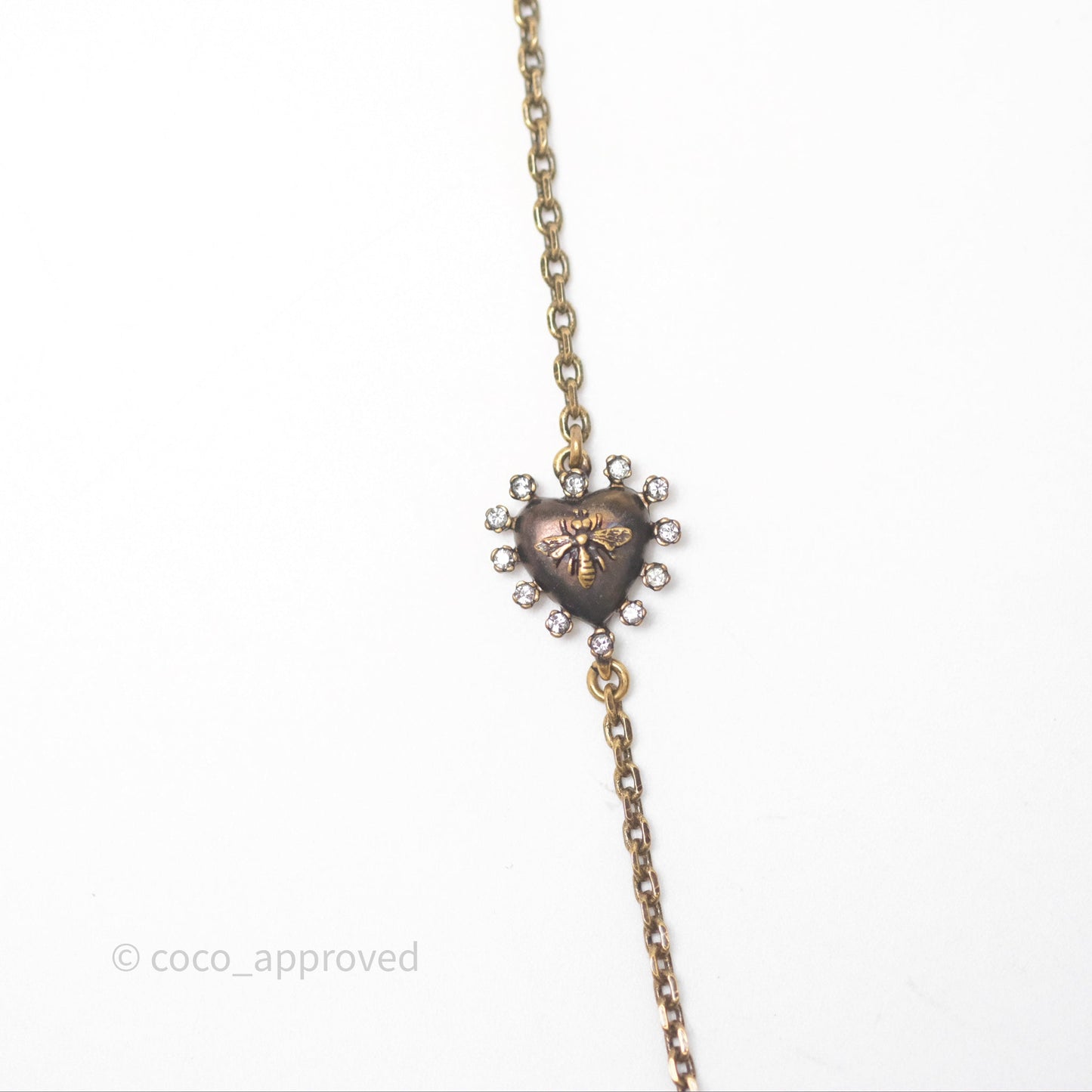 Christian Dior Pearl Crystal Bee Long Necklace Aged Gold Tone