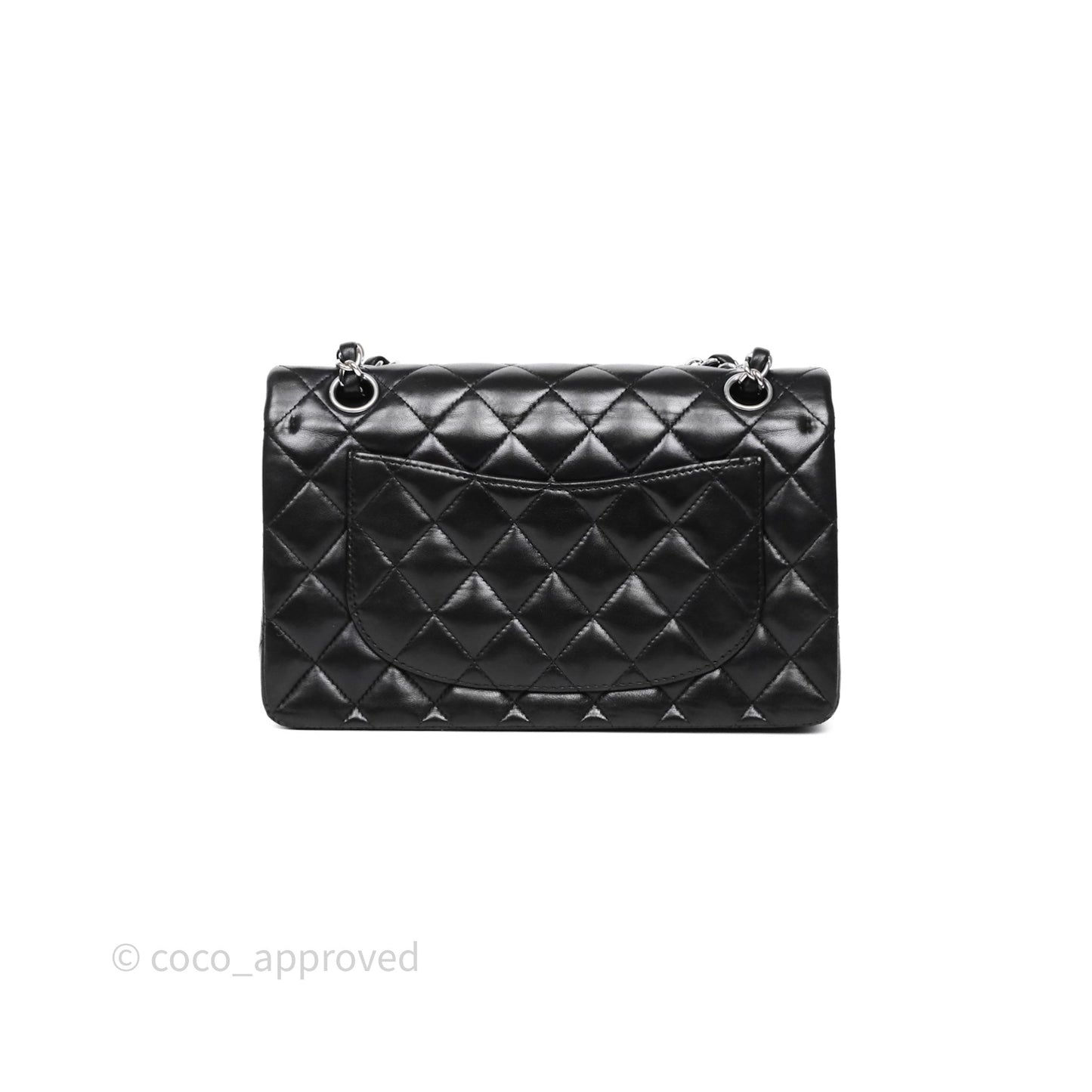Chanel Small Classic Flap Quilted Black Lambskin Silver Hardware