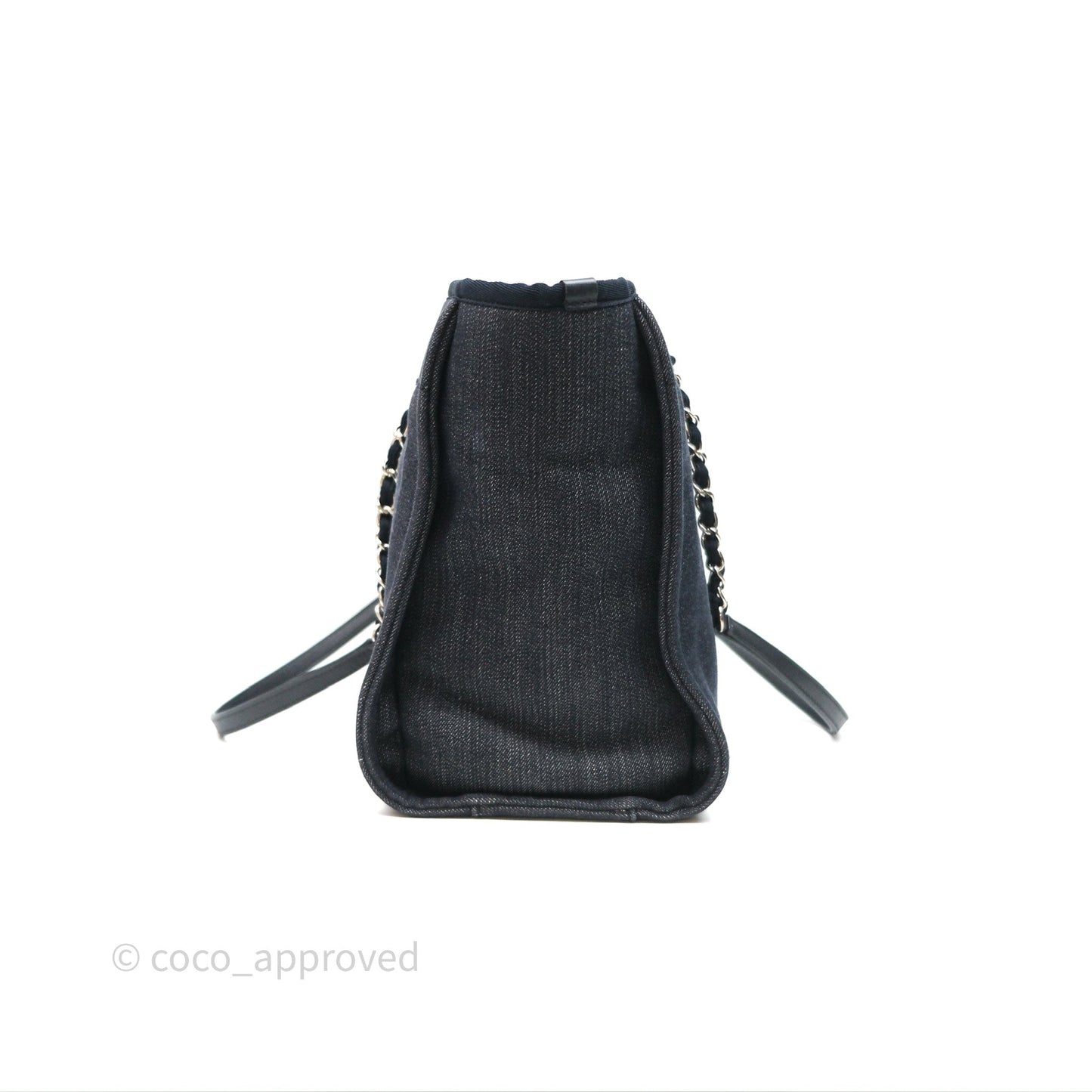 Chanel Medium Deauville Navy Canvas Silver Hardware
