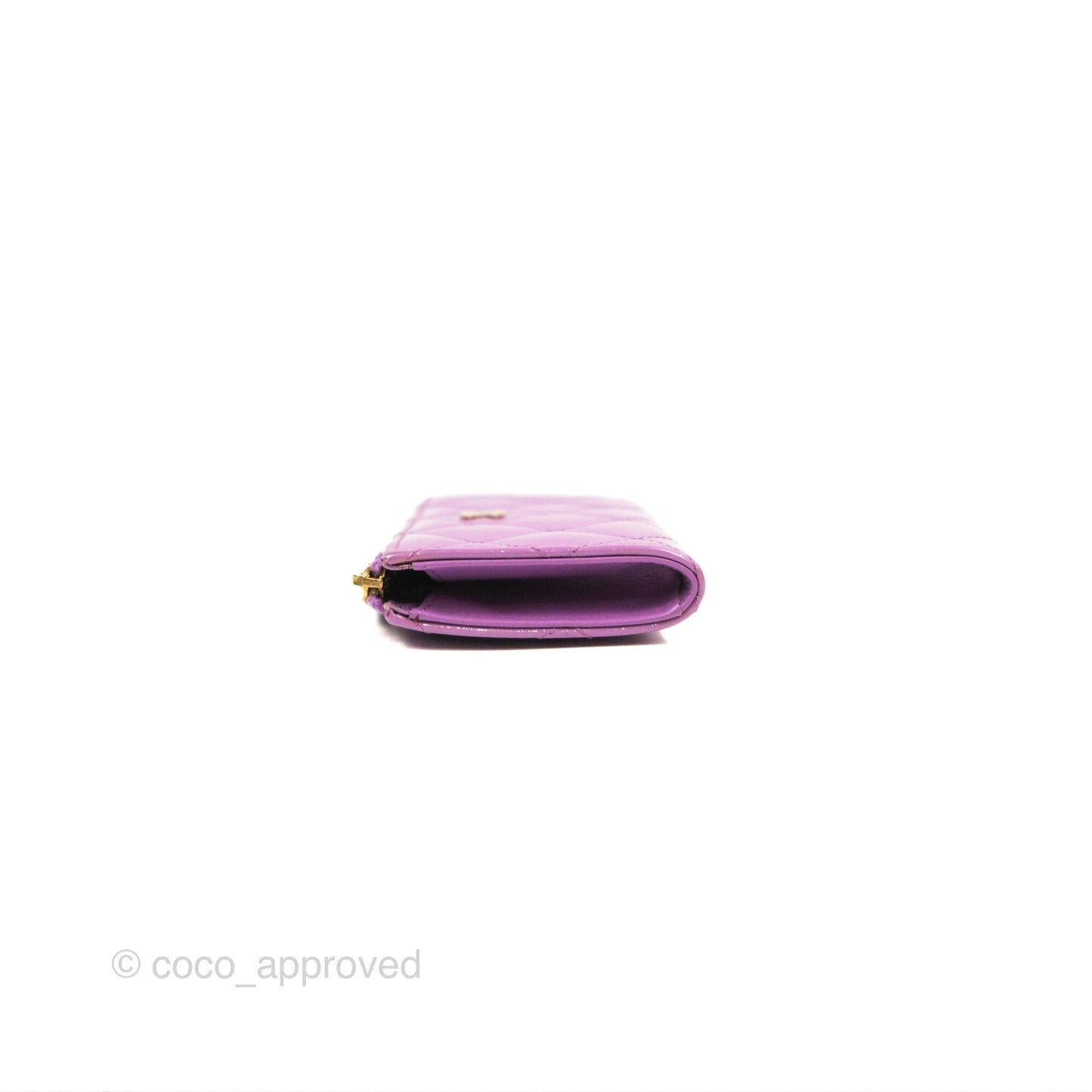 Chanel Classic Quilted Key Holder Purple Patent Gold Hardware