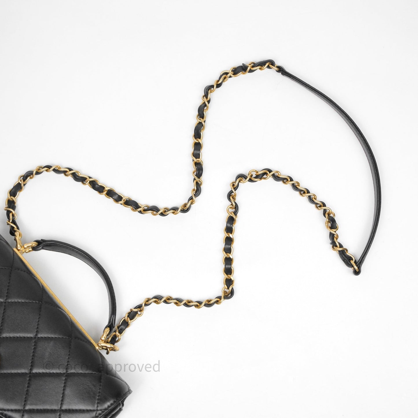 Chanel Trendy Spirit Top Handle Black Flap Bag Calfskin Gold Hardware