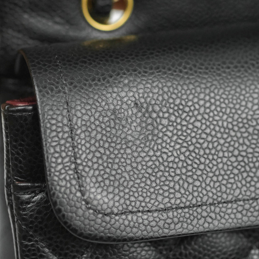 Chanel Classic Double Flap M/L Black Caviar Gold Hardware