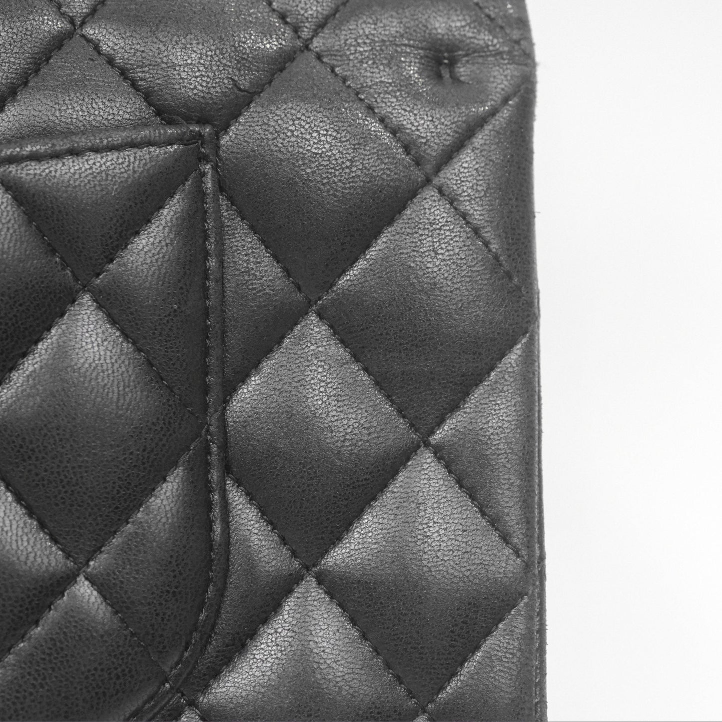 Chanel Classic M/L Medium Flap Quilted Black Lambskin Silver Hardware