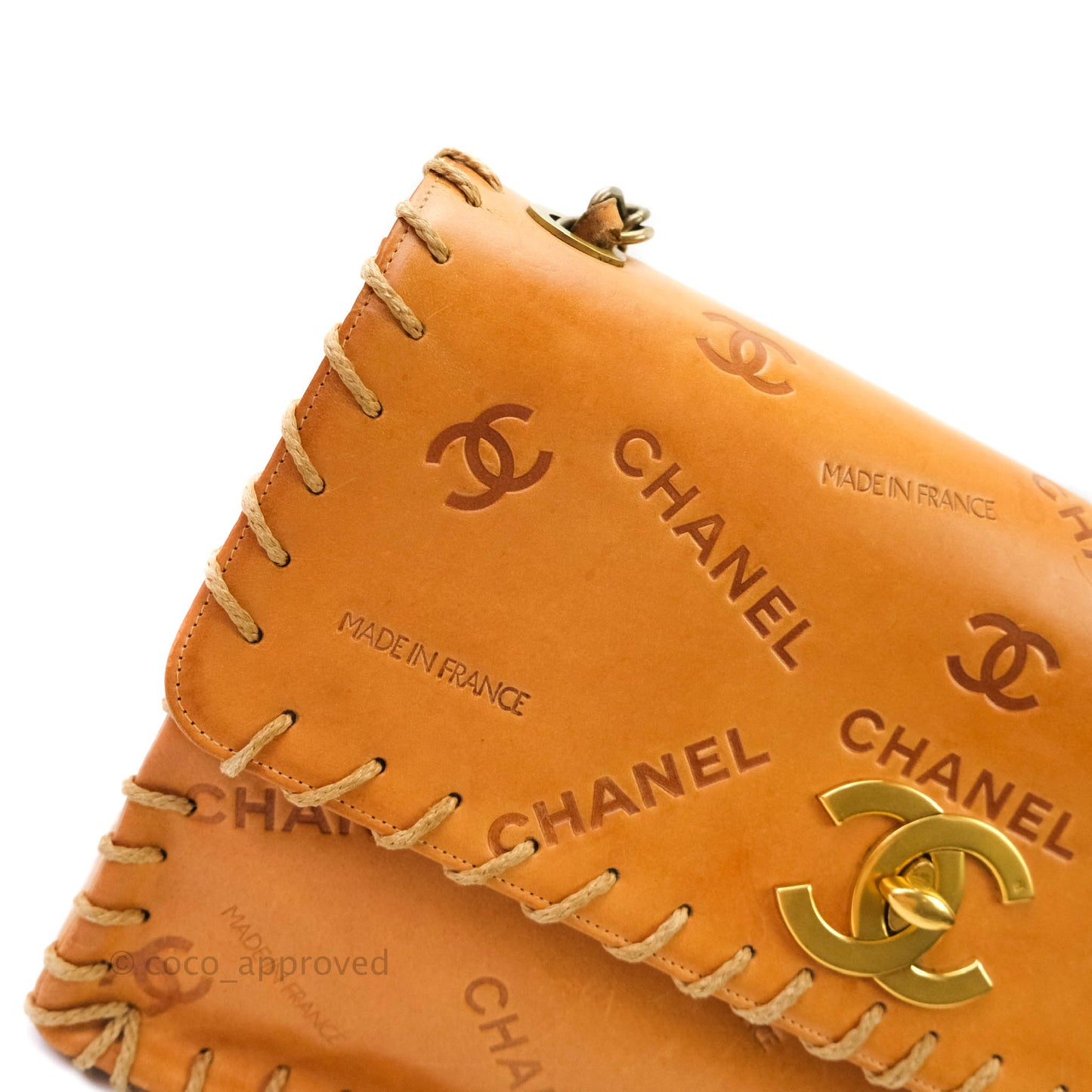 Chanel Embossed Leather XL Jumbo Flap Tan Antique Gold Hardware