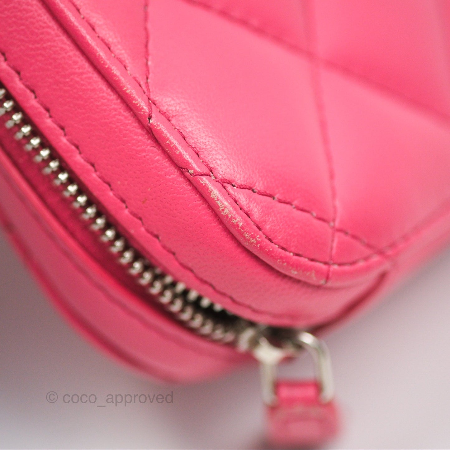Chanel Quilted Phone Holder Pink Lambskin Silver Hardware