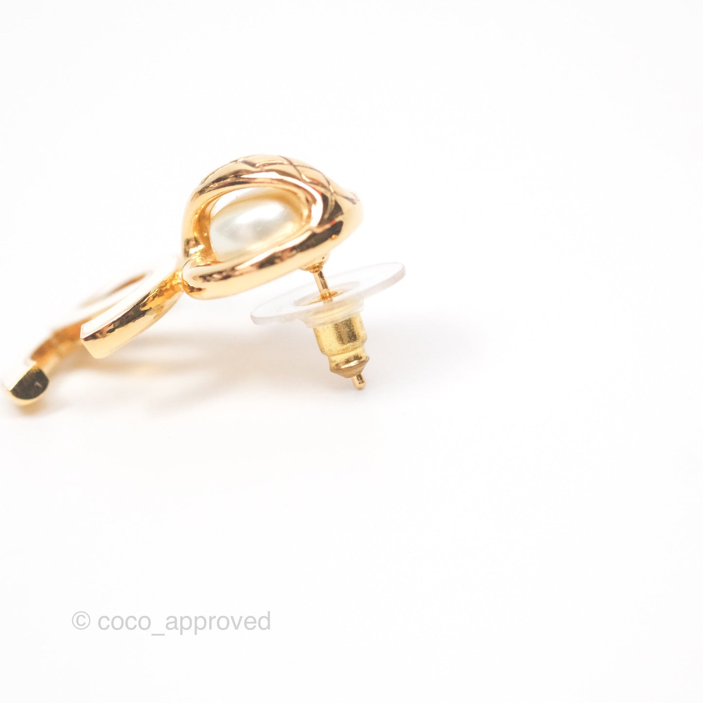 Chanel Pearl Ball Crystal CC Drop Earrings Gold Tone 22S