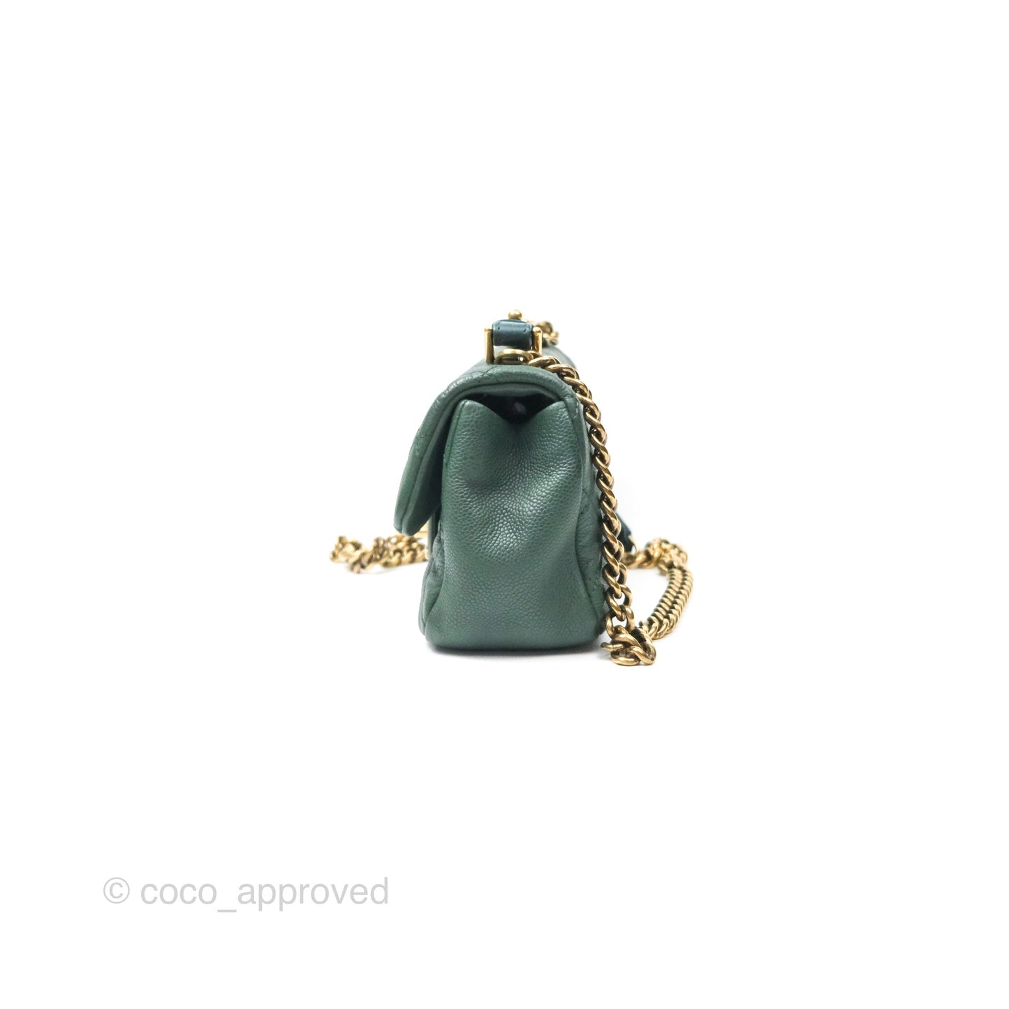Chanel Globe Trotter Flap Bag Dark Green Caviar Aged Gold Hardware