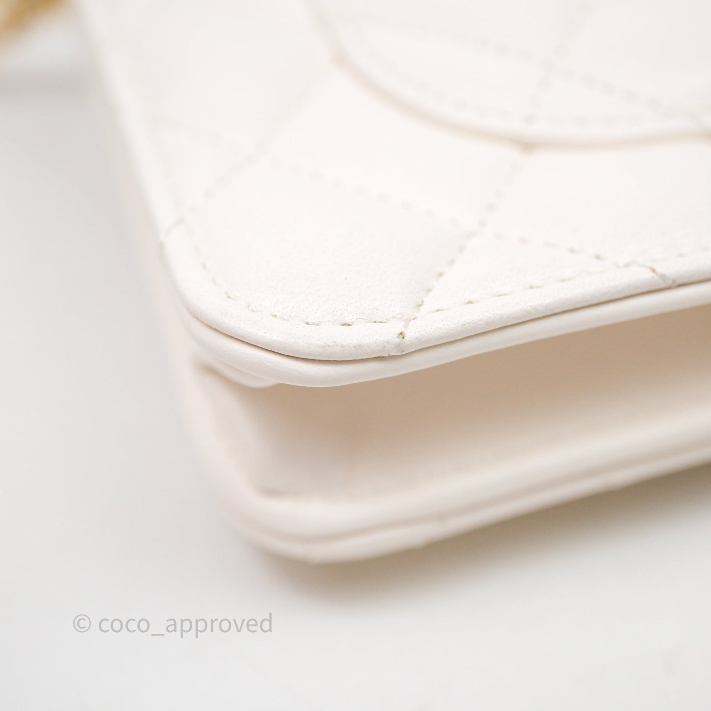 Chanel Coco Heart Chain WOC Ivory White Lambskin Aged Gold Hardware 22K