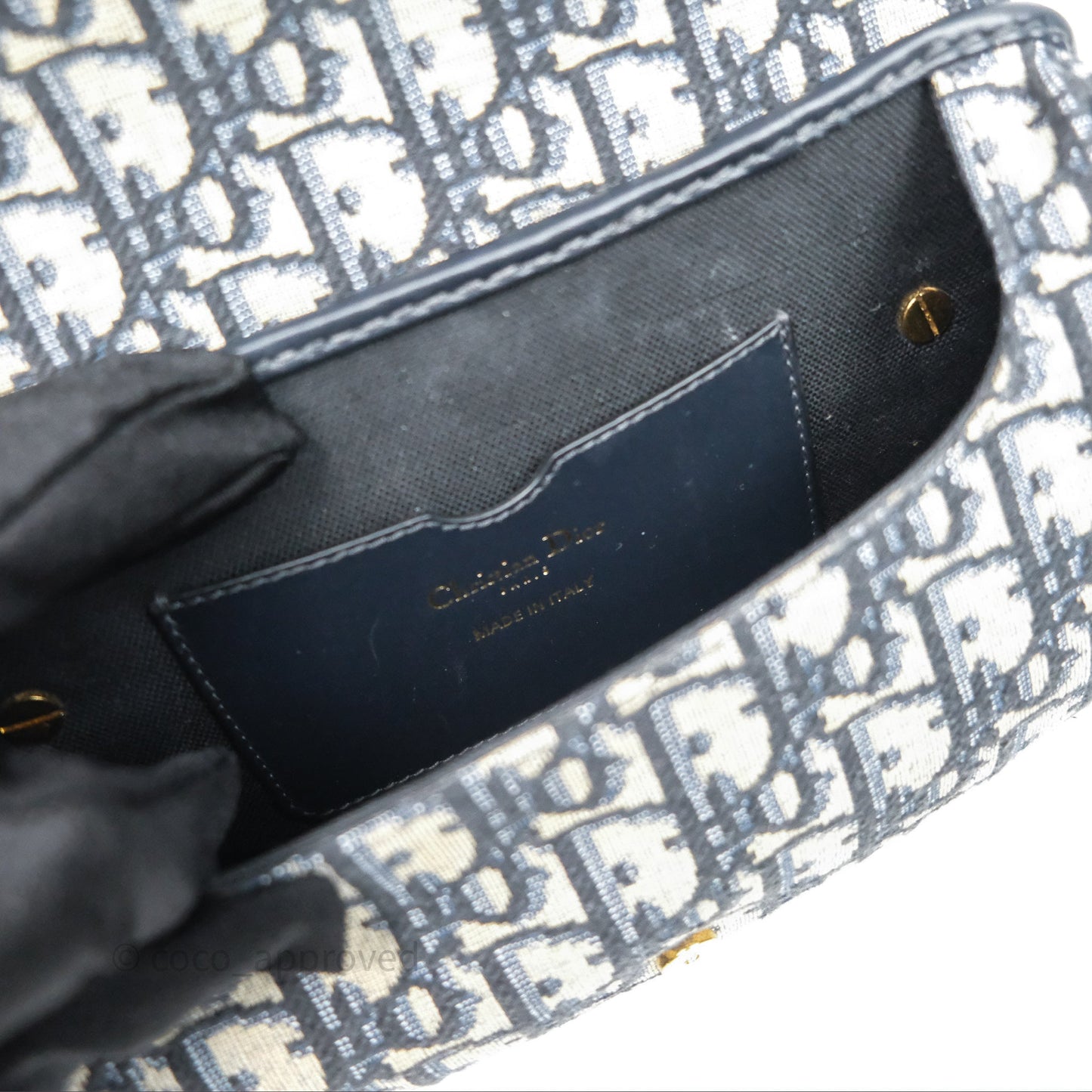 Christian Dior Bobby East-West Bag Blue Oblique Jacquard Canvas