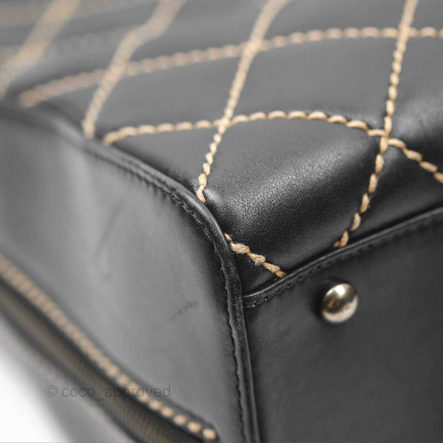 Chanel Vintage Wild Stitch Tote Bag Lambskin Black