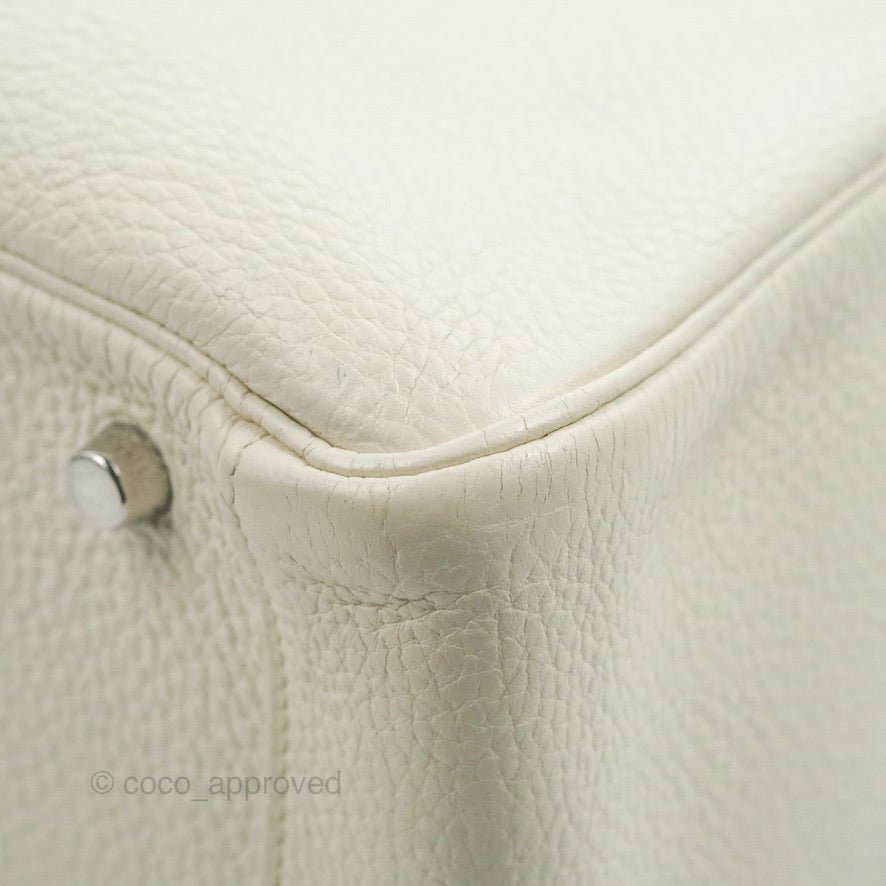 Hermes Lindy 30 White Clemence Palladium Hardware