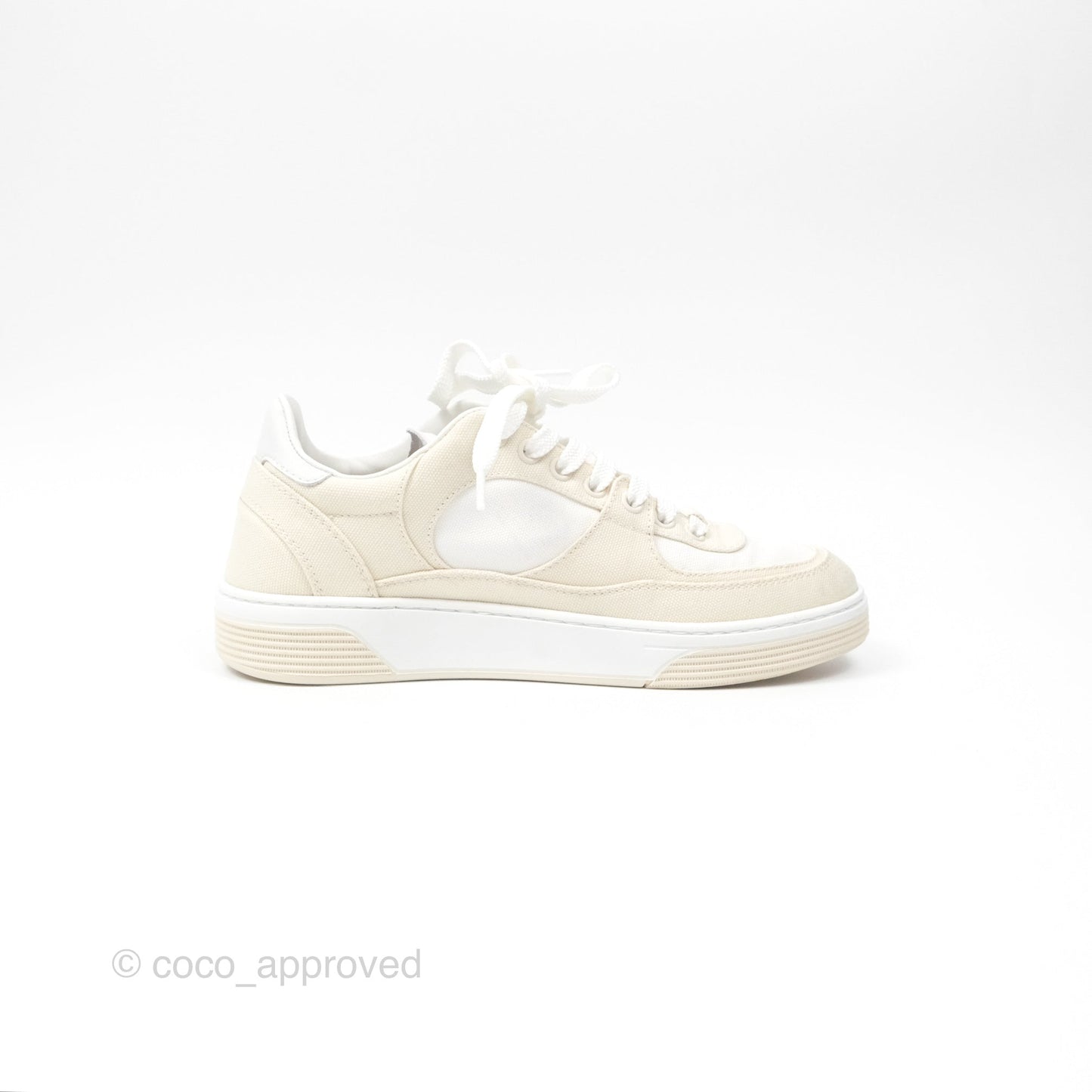 Chanel Ivory Beige White Sneakers Size 37.5