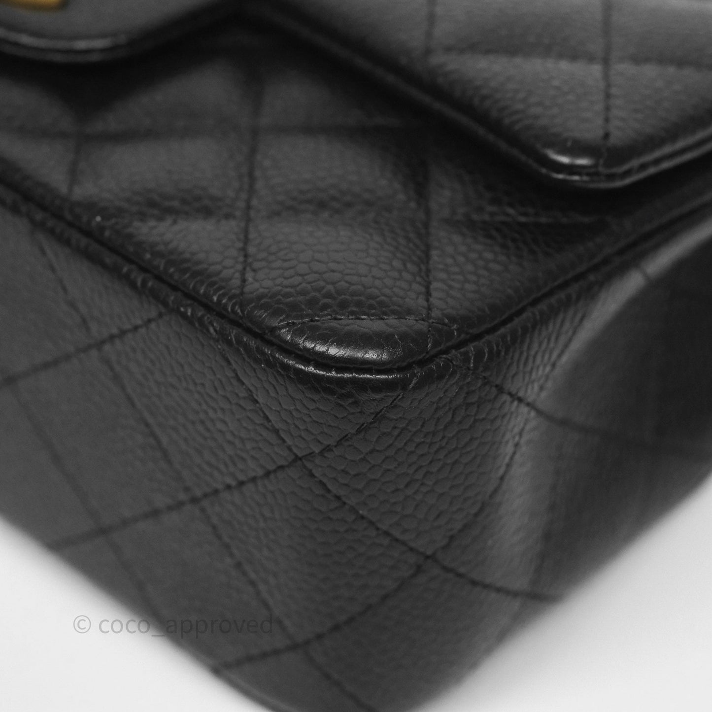 Chanel Mini Rectangular Quilted Black Caviar Aged Gold Hardware