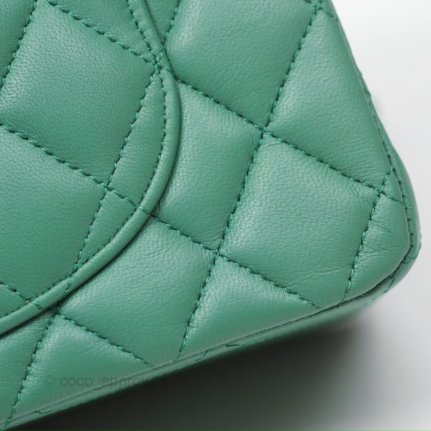 Chanel Small S/M Classic Flap Green Lambskin Gold Hardware