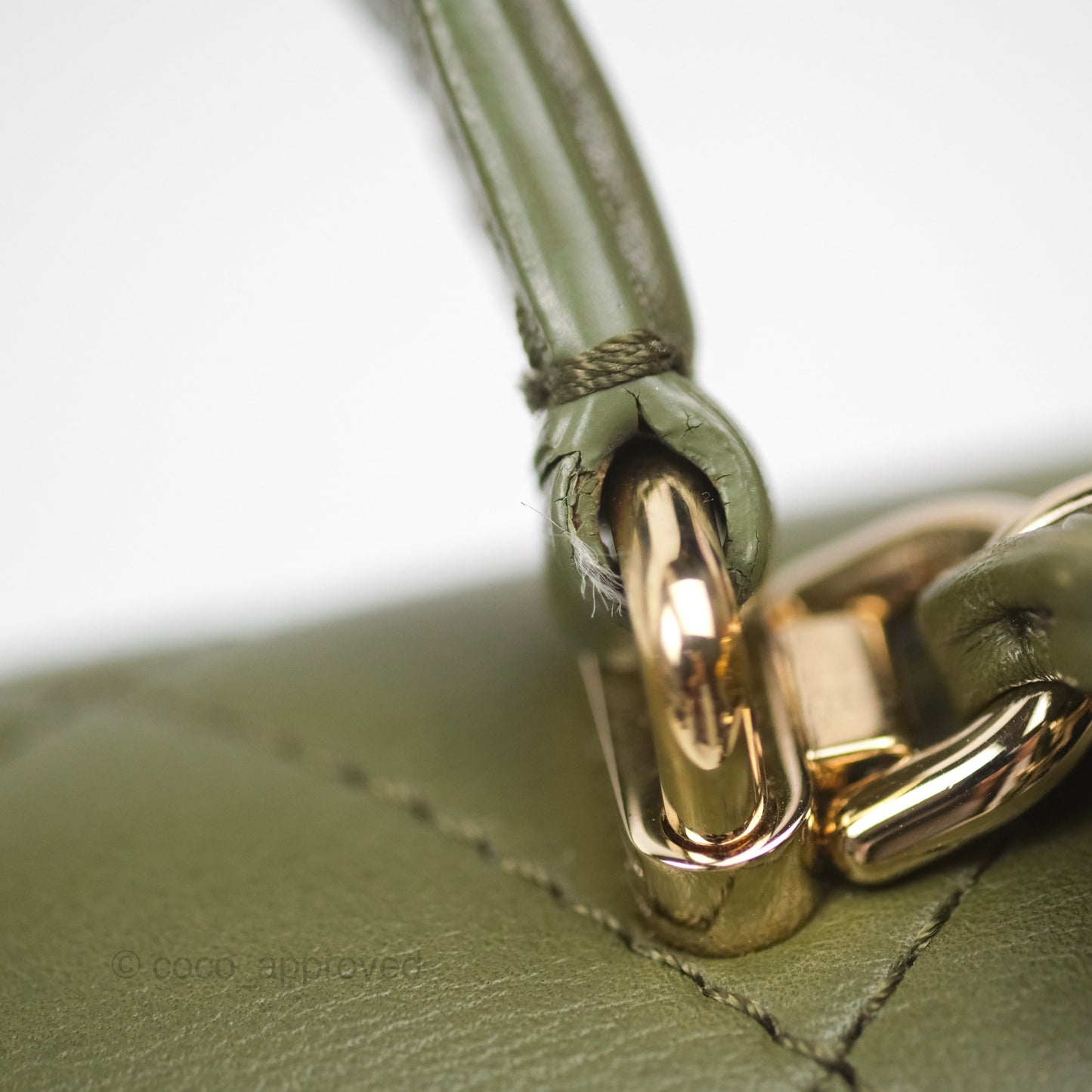 Chanel Small Coco Lady Quilted Flap Bag With Top Handle Olive Green Calfskin Gold Hardware