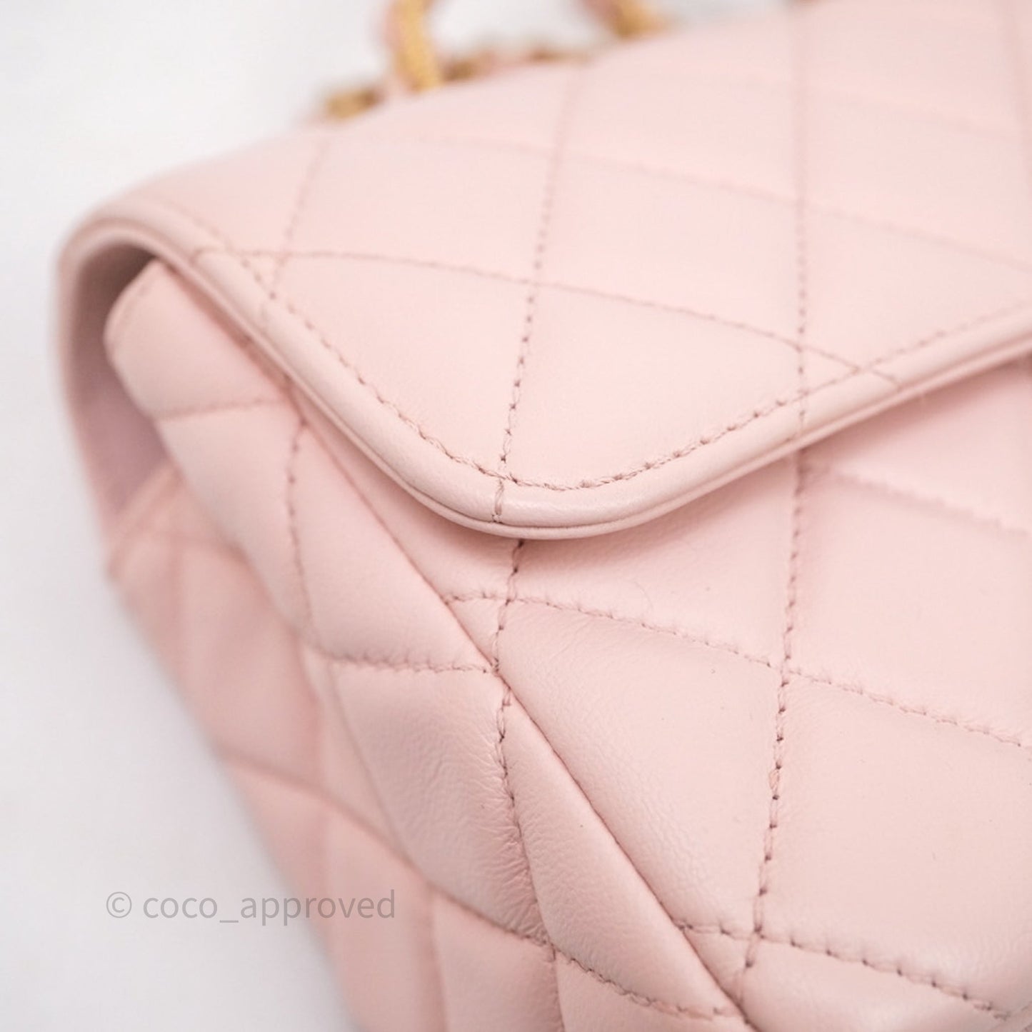 Chanel Top Handle Mini Rectangular Flap Bag Pink Lambskin Aged Gold Hardware