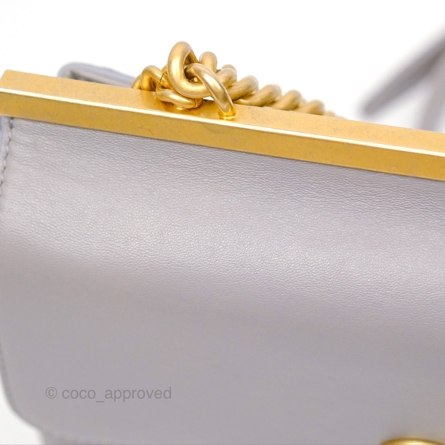 Chanel Small Quilted Coco Luxe Flap Bag Grey Calfskin Aged Gold Hardware