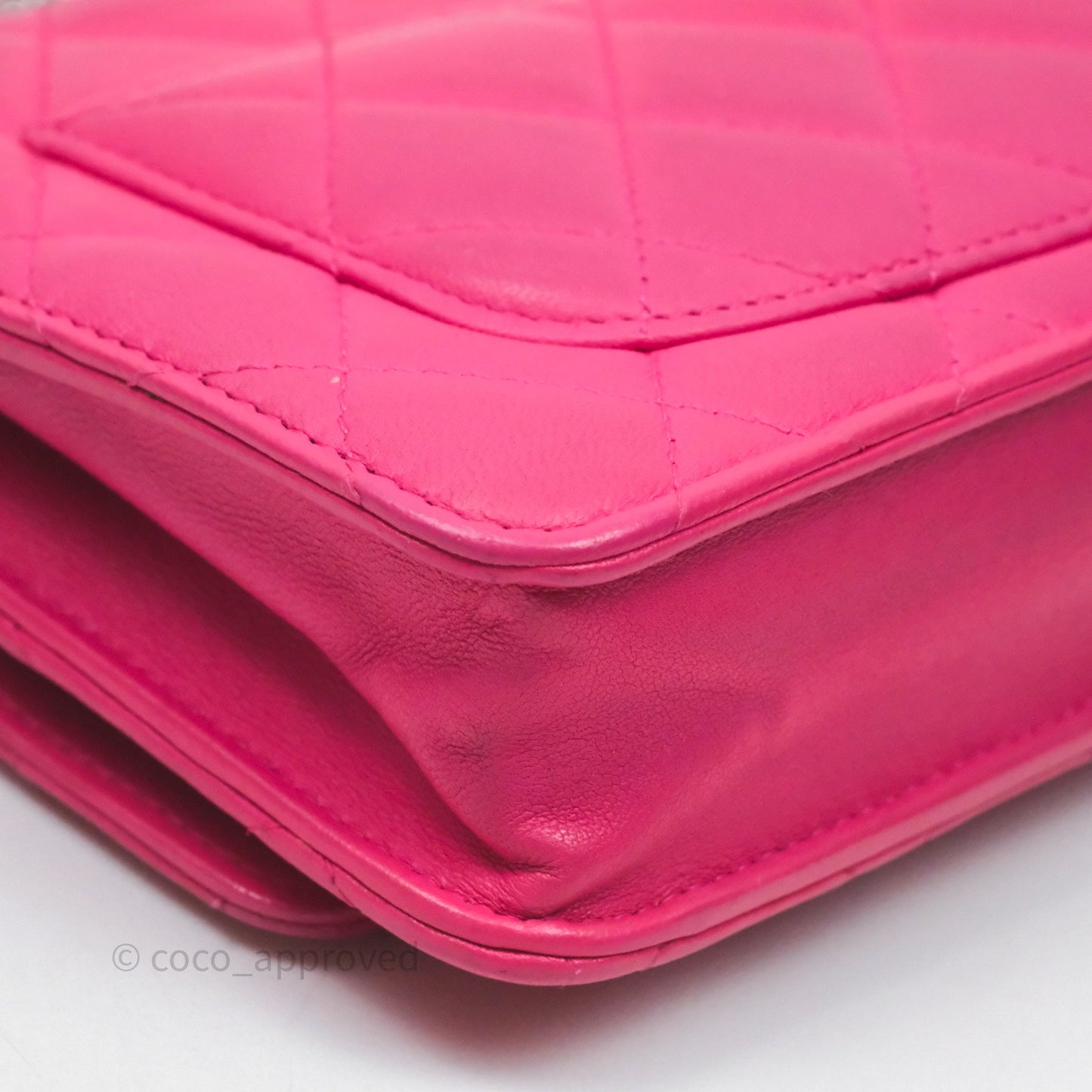 Chanel Quilted Wallet on Chain WOC Pink Lambskin Silver Hardware