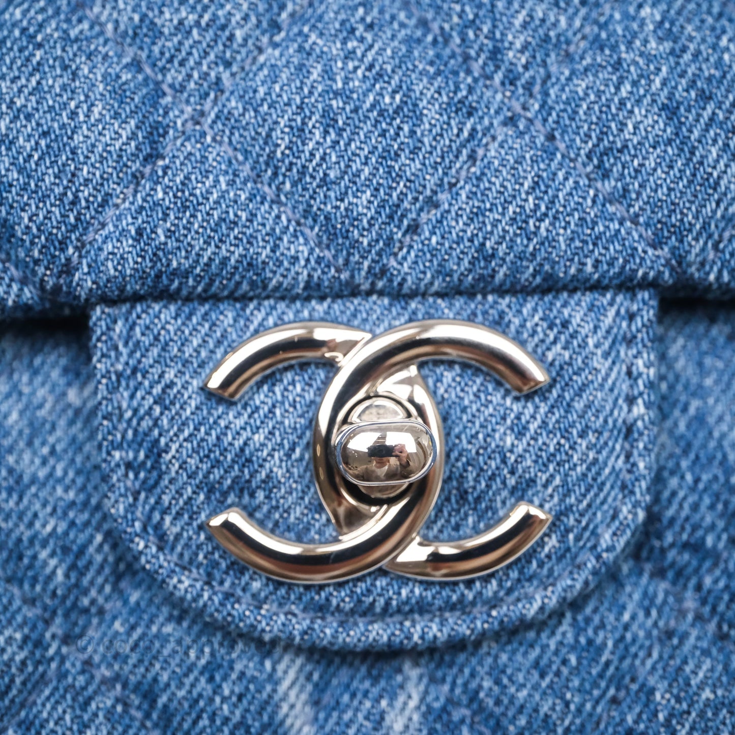 Chanel CC Denim Single Flap Bag Silver Hardware