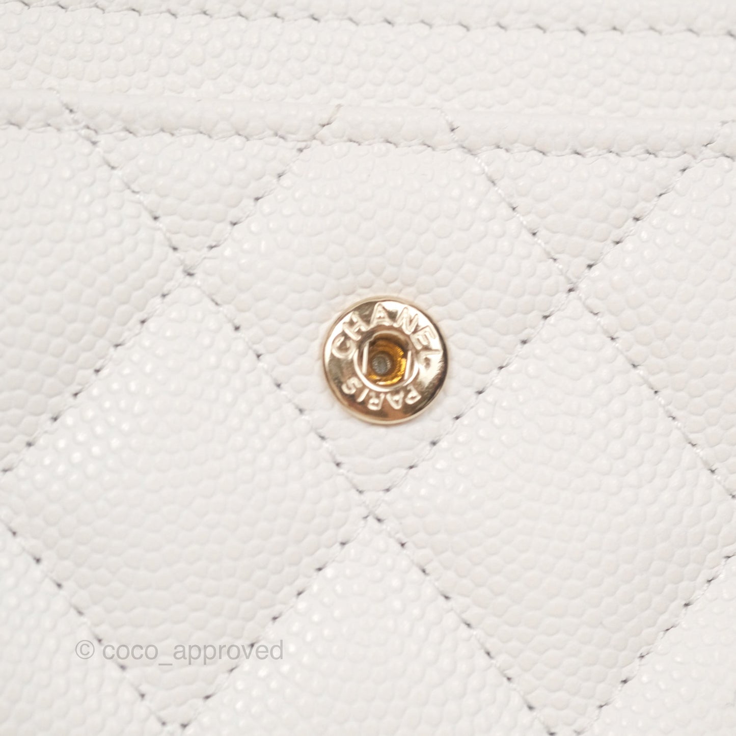 Chanel CC Resin Stone Flap Card Holder White Caviar
