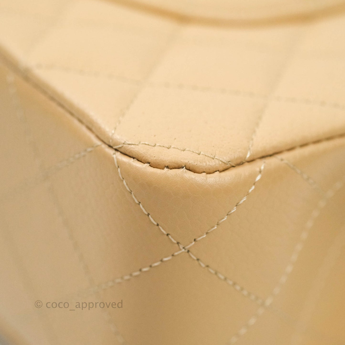 Chanel M/L Medium Quilted Caviar Double Flap Beige Gold Hardware
