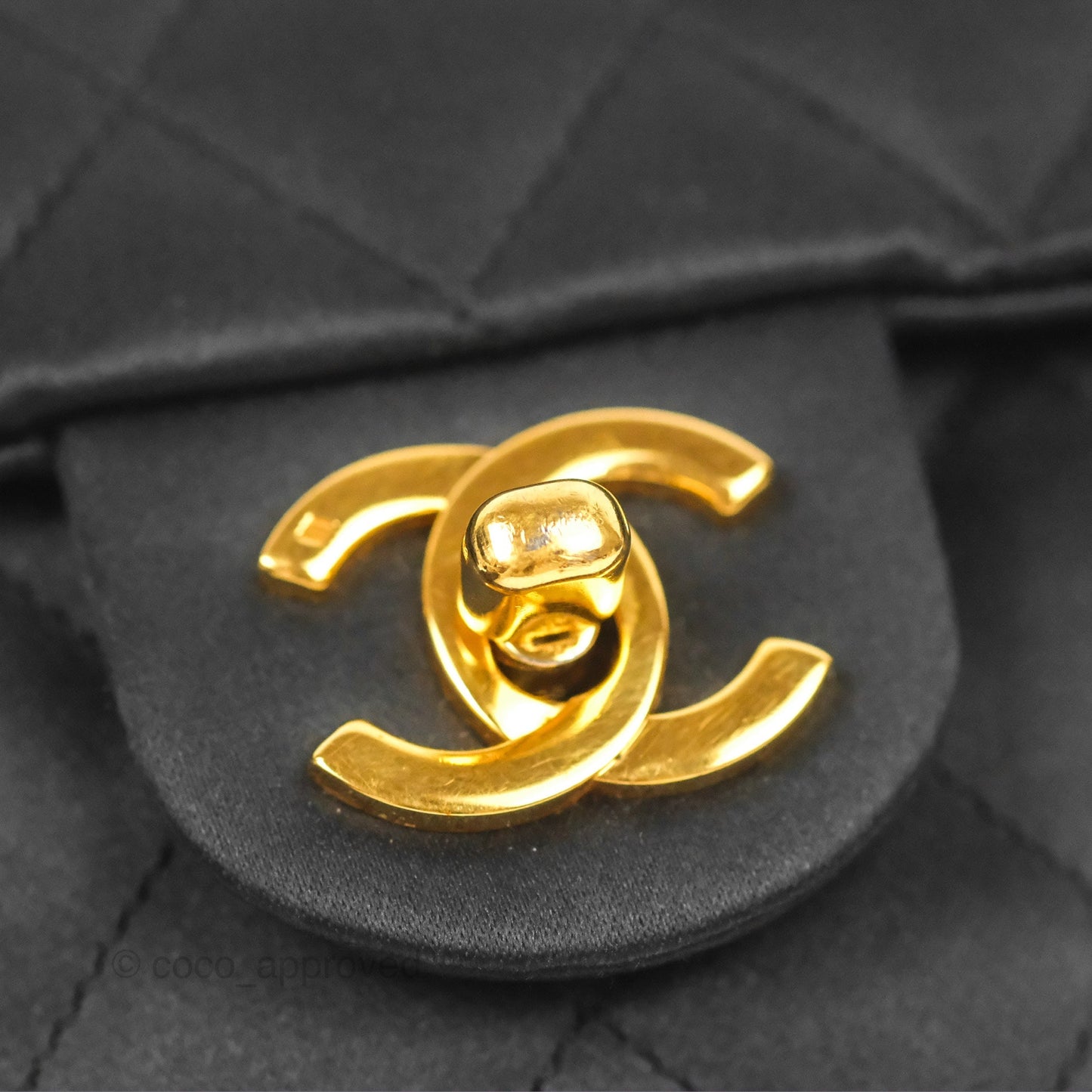 Chanel Mini Square Black Satin Gold Hardware