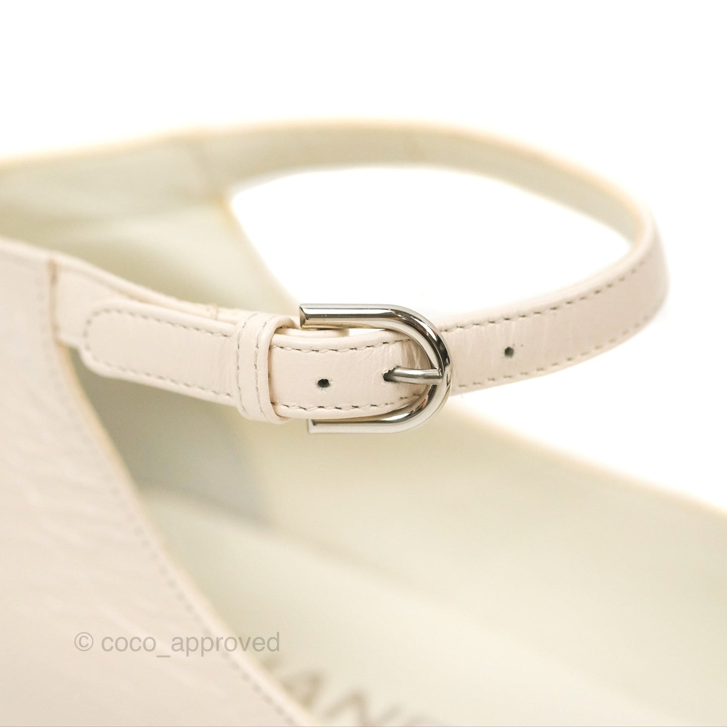 Chanel Mary Janes White Black Lambskin Shoes Size 37.5