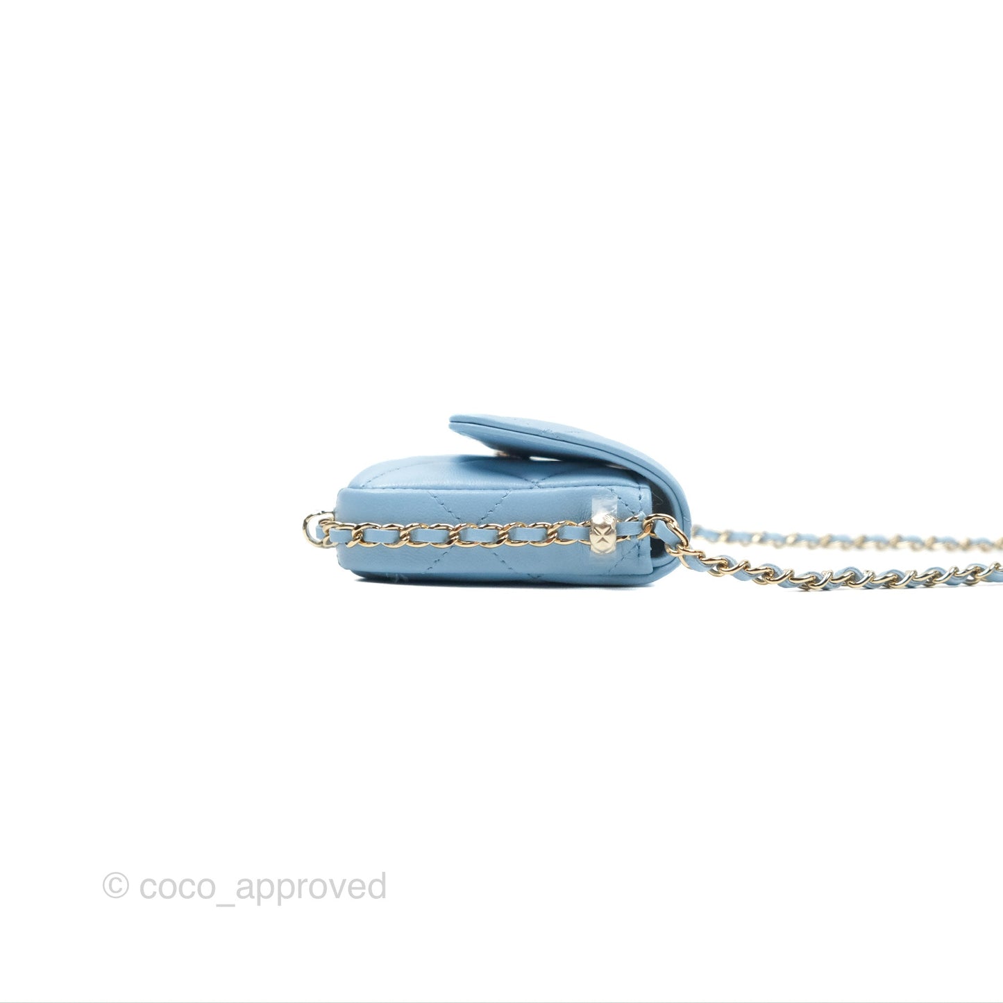 Chanel Mini Clutch With Chain Blue Lambskin Gold Hardware