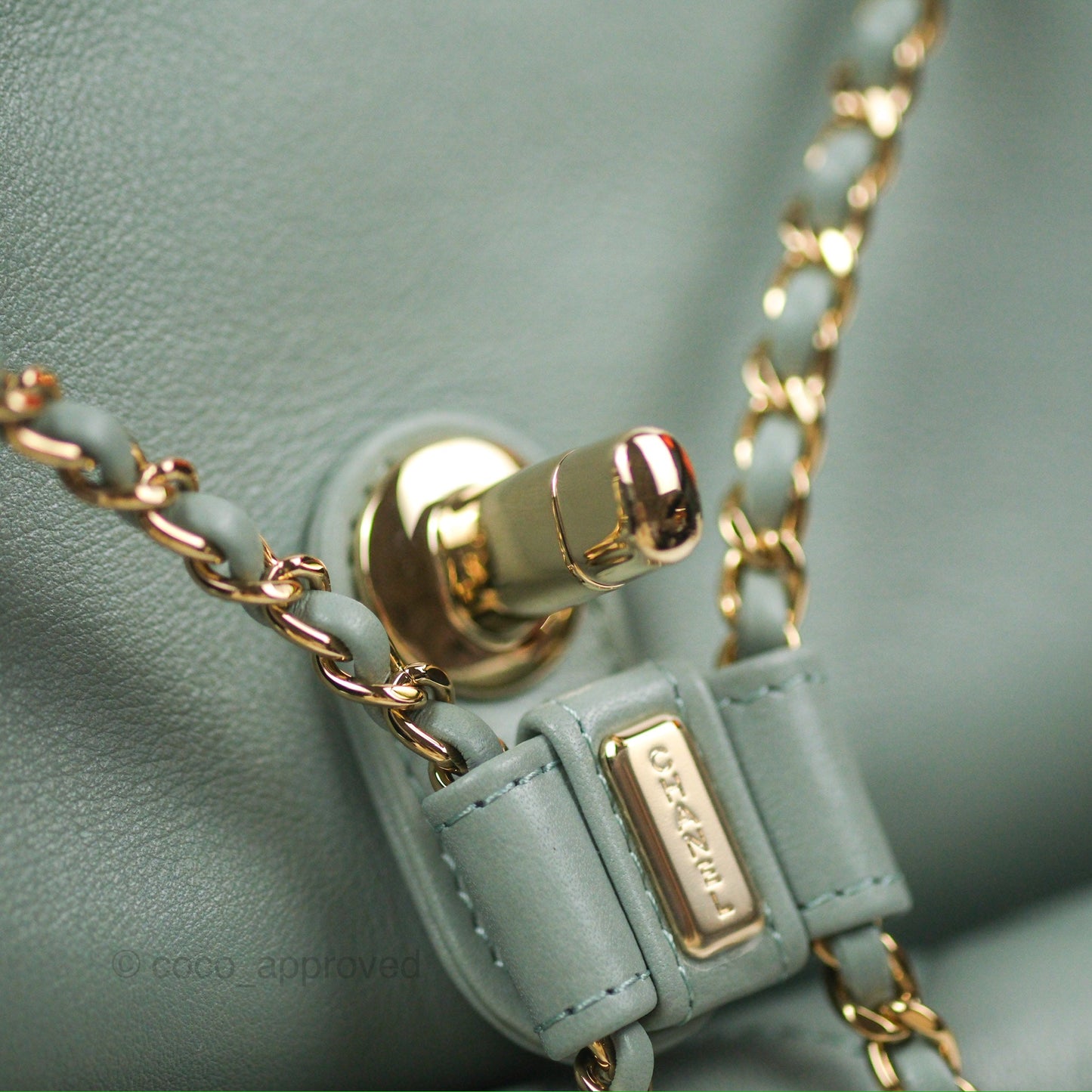Chanel Quilted Large Duma Drawstring Backpack Tiffany Green Lambskin 23C